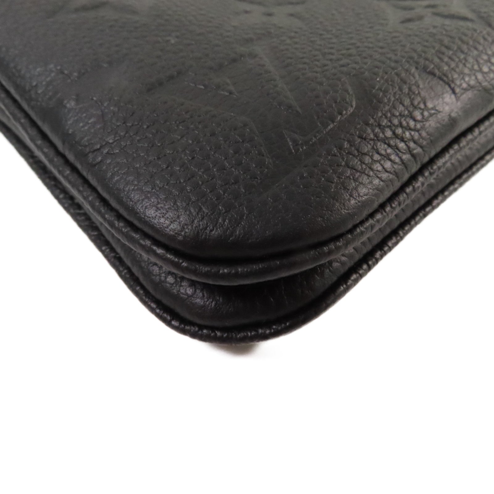 LOUIS VUITTON Monogram Empreinte Double Zip Pochette Chain Shoulder Bag金扣鏈帶肩背袋黑色