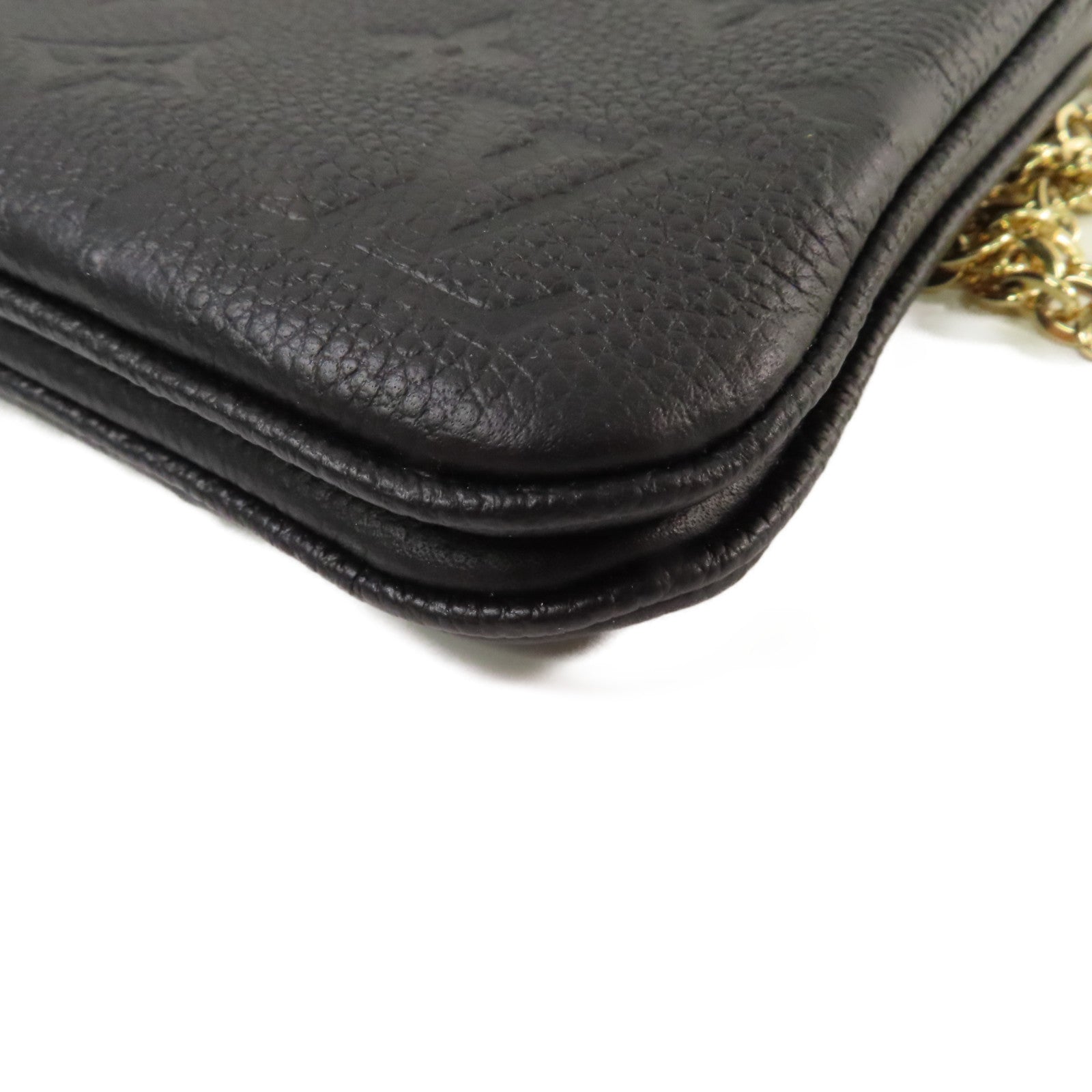 LOUIS VUITTON Monogram Empreinte Double Zip Pochette Chain Shoulder Bag金扣鏈帶肩背袋黑色