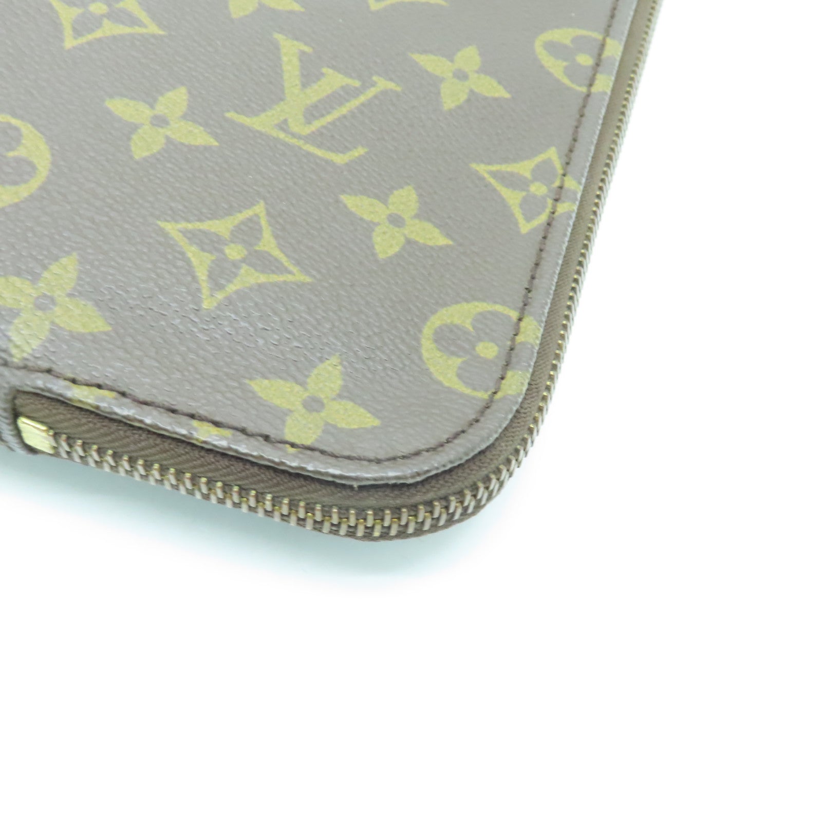 LOUIS VUITTON Monogram Poche Documents Brief Case Gold Buckle Briefcase Brown