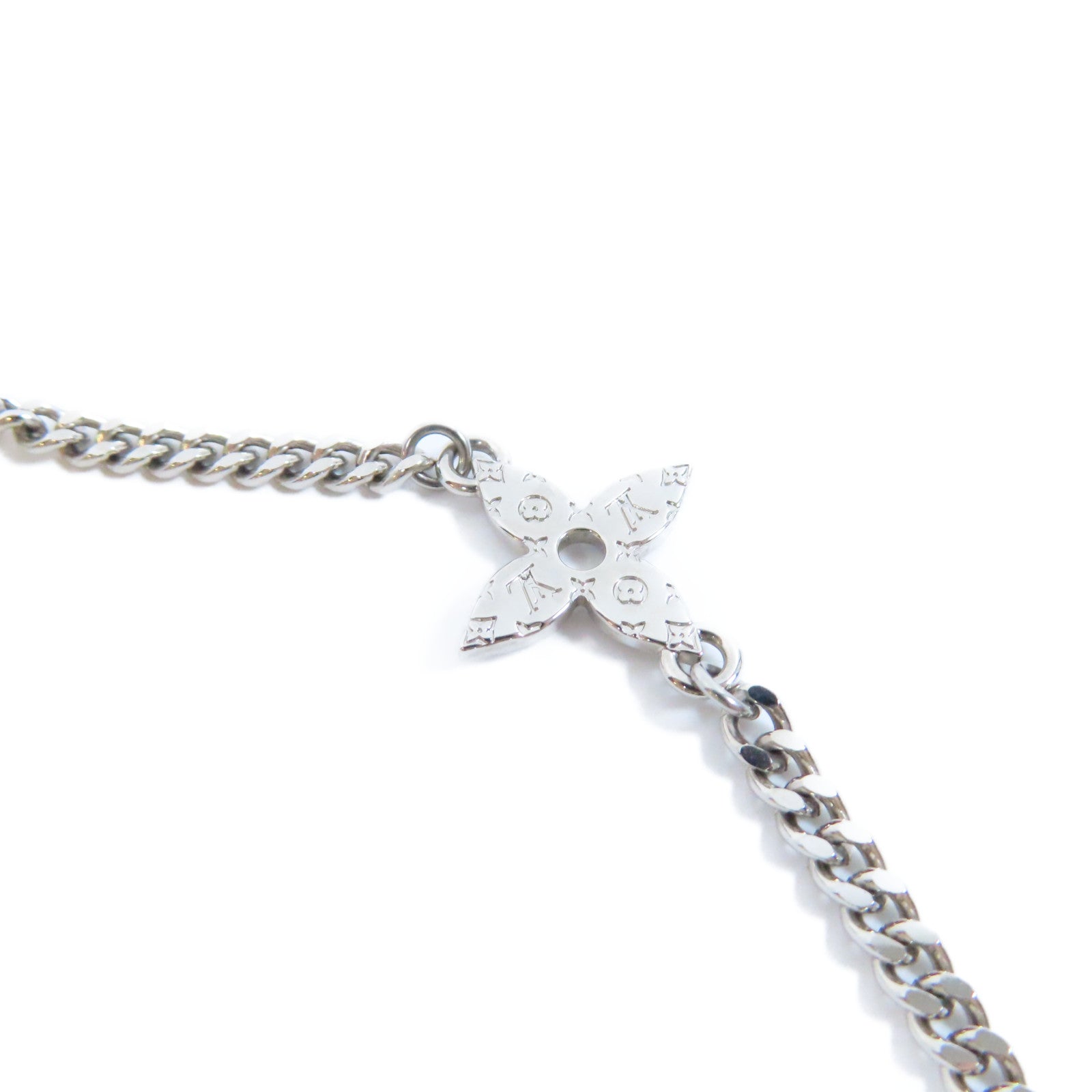 LOUIS VUITTON 金屬/Monogram Lock Pendant S00項鍊銀色/啡色