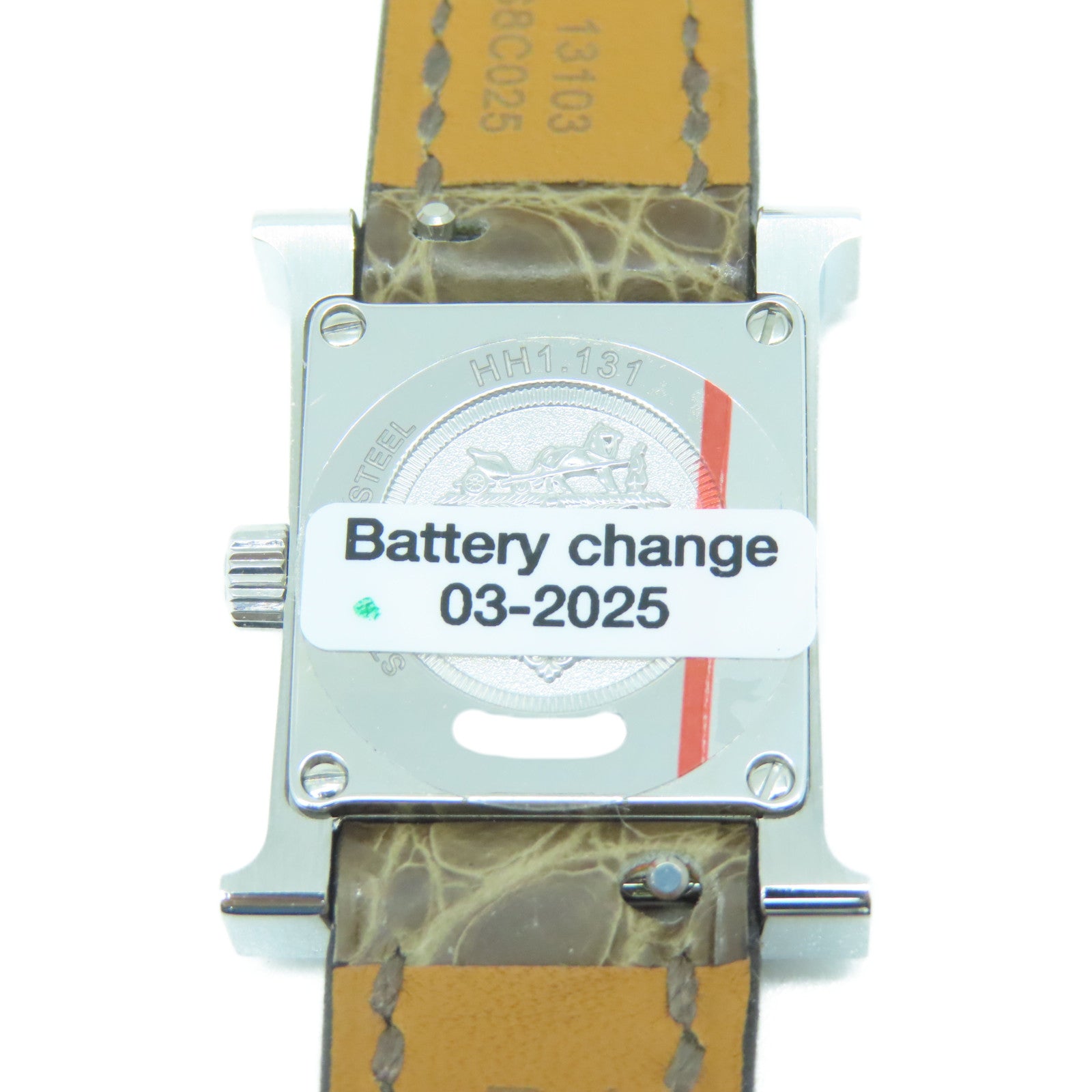 HERMES Heure H Watch不鏽鋼/皮革帶手錶石英機芯啡色