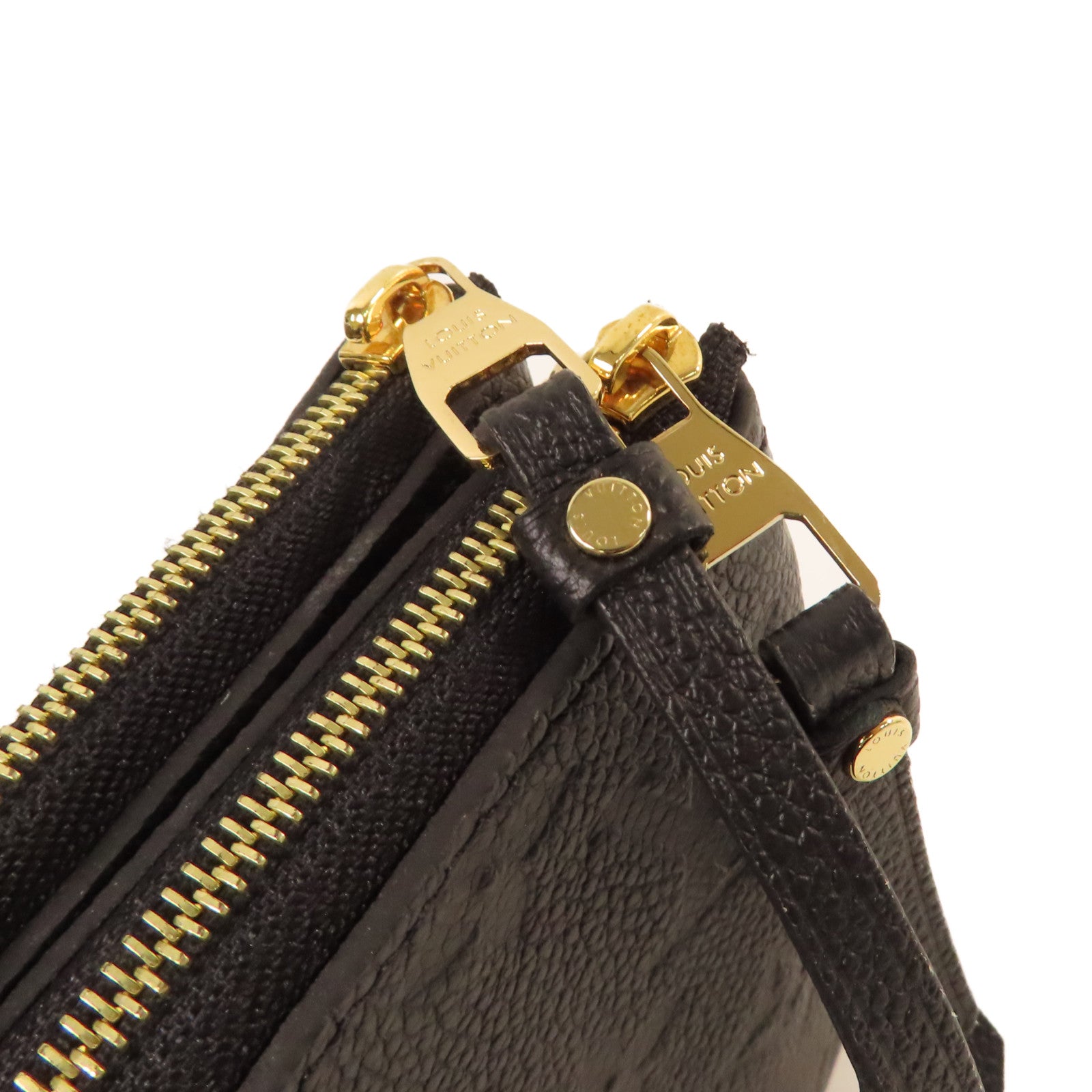 LOUIS VUITTON Monogram Empreinte Double Zip Pochette Chain Shoulder Bag金扣鏈帶肩背袋黑色