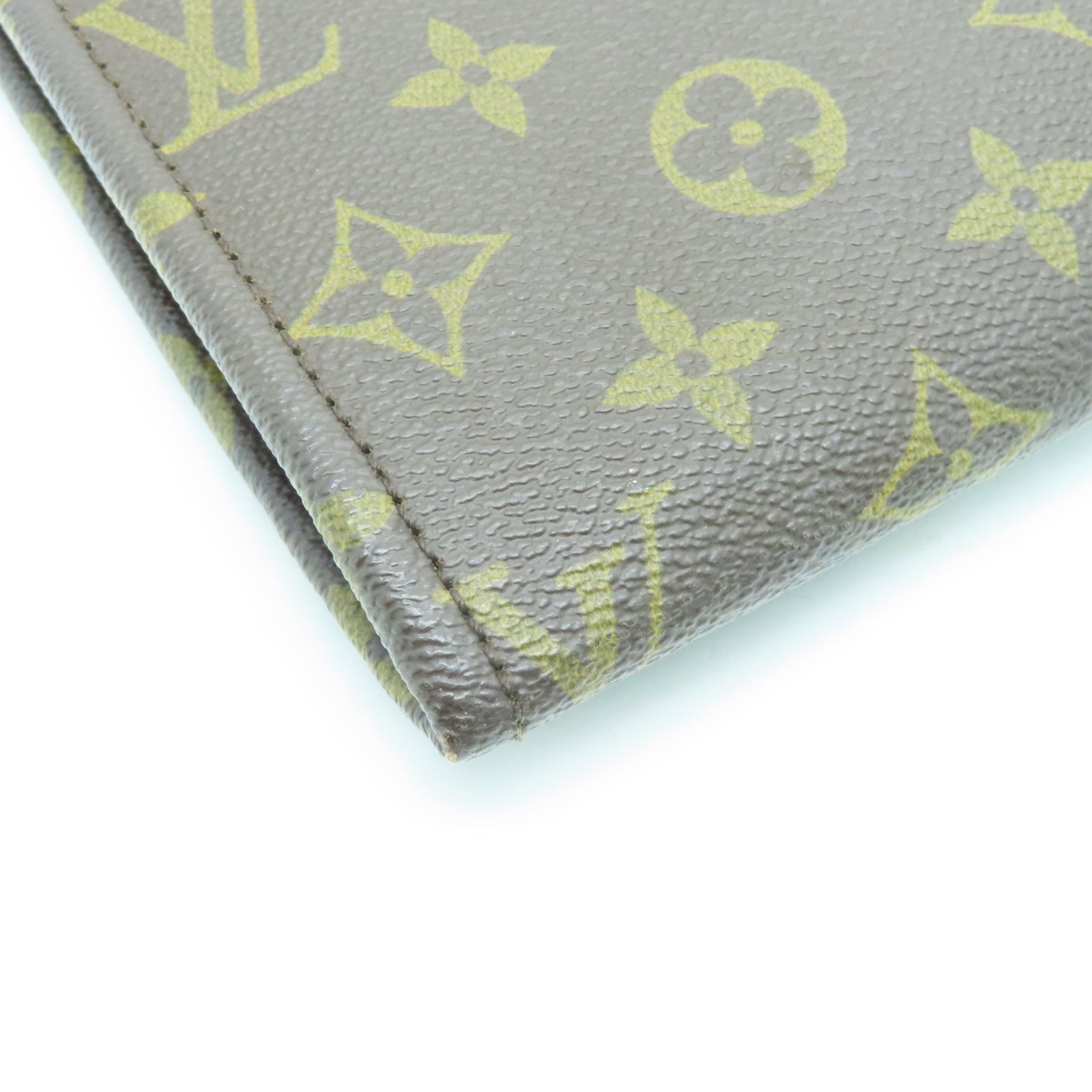 LOUIS VUITTON Monogram Poche Documents Brief Case Gold Buckle Briefcase Brown
