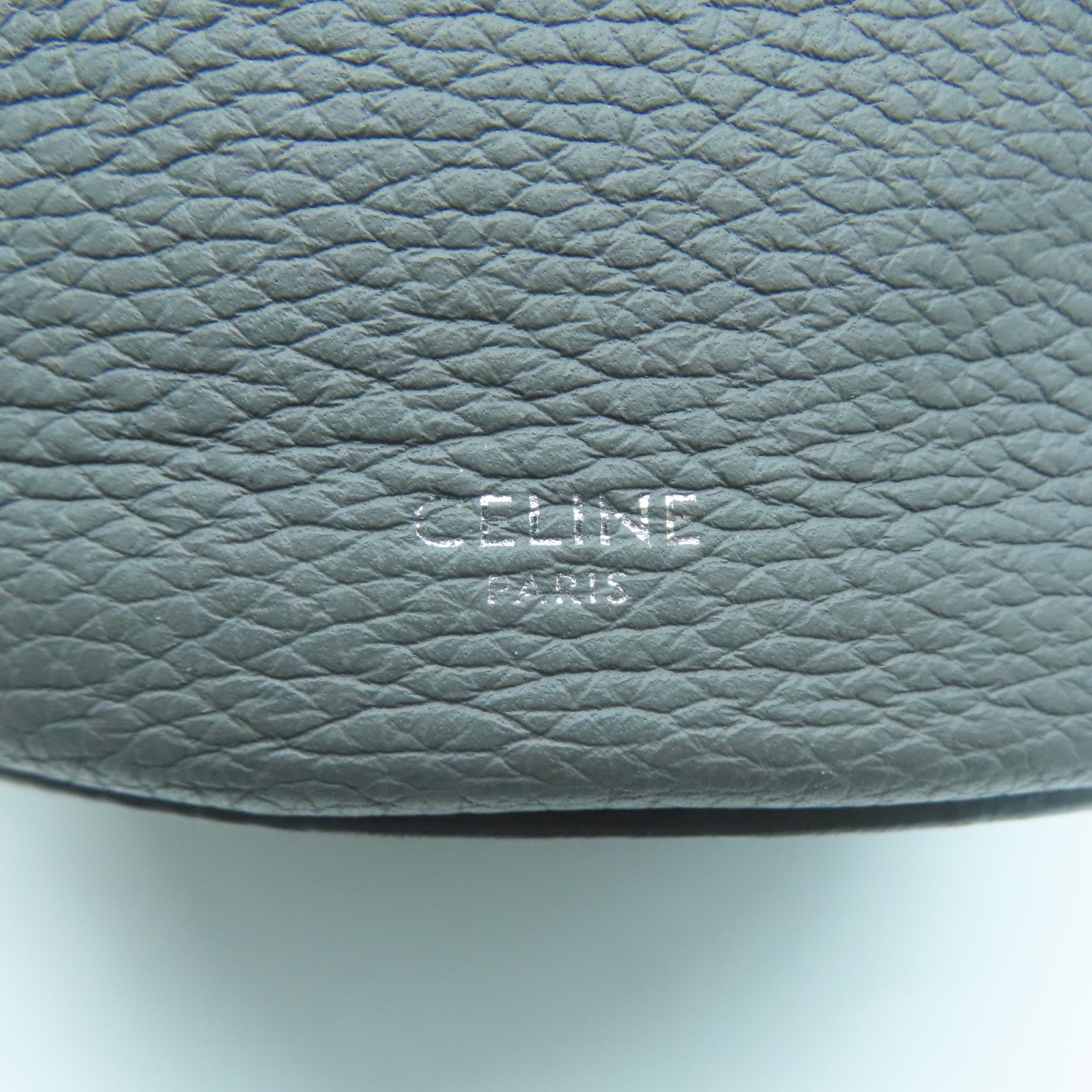 CELINE 牛皮皮革Nano Bucket銀扣手挽肩背兩用袋灰色