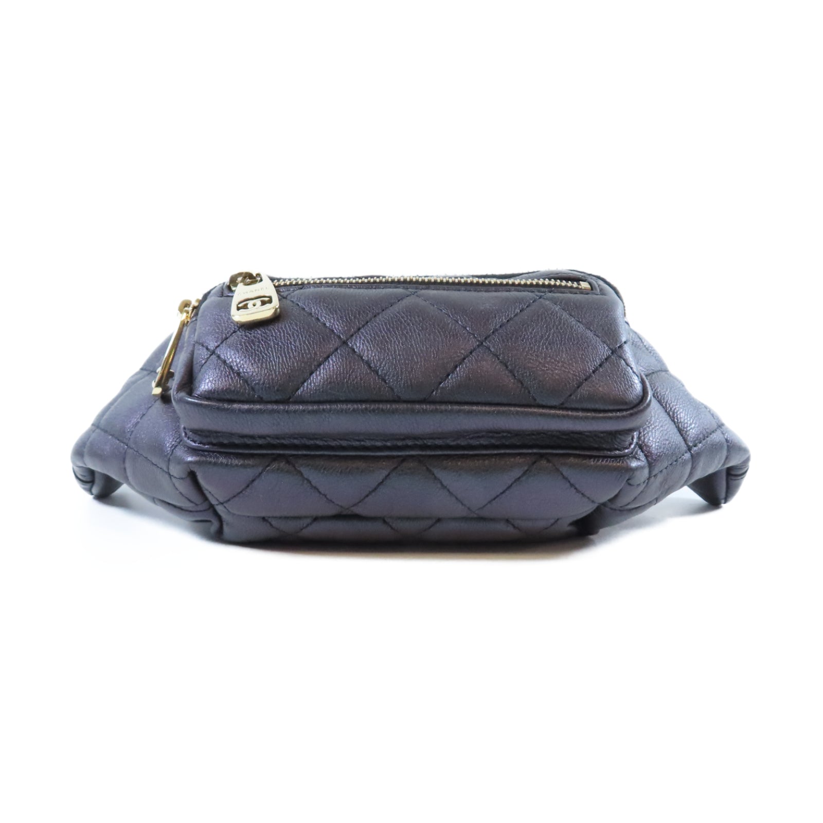 CHANEL 菱格牛皮皮革Belt Bag金扣腰包幻彩紫色