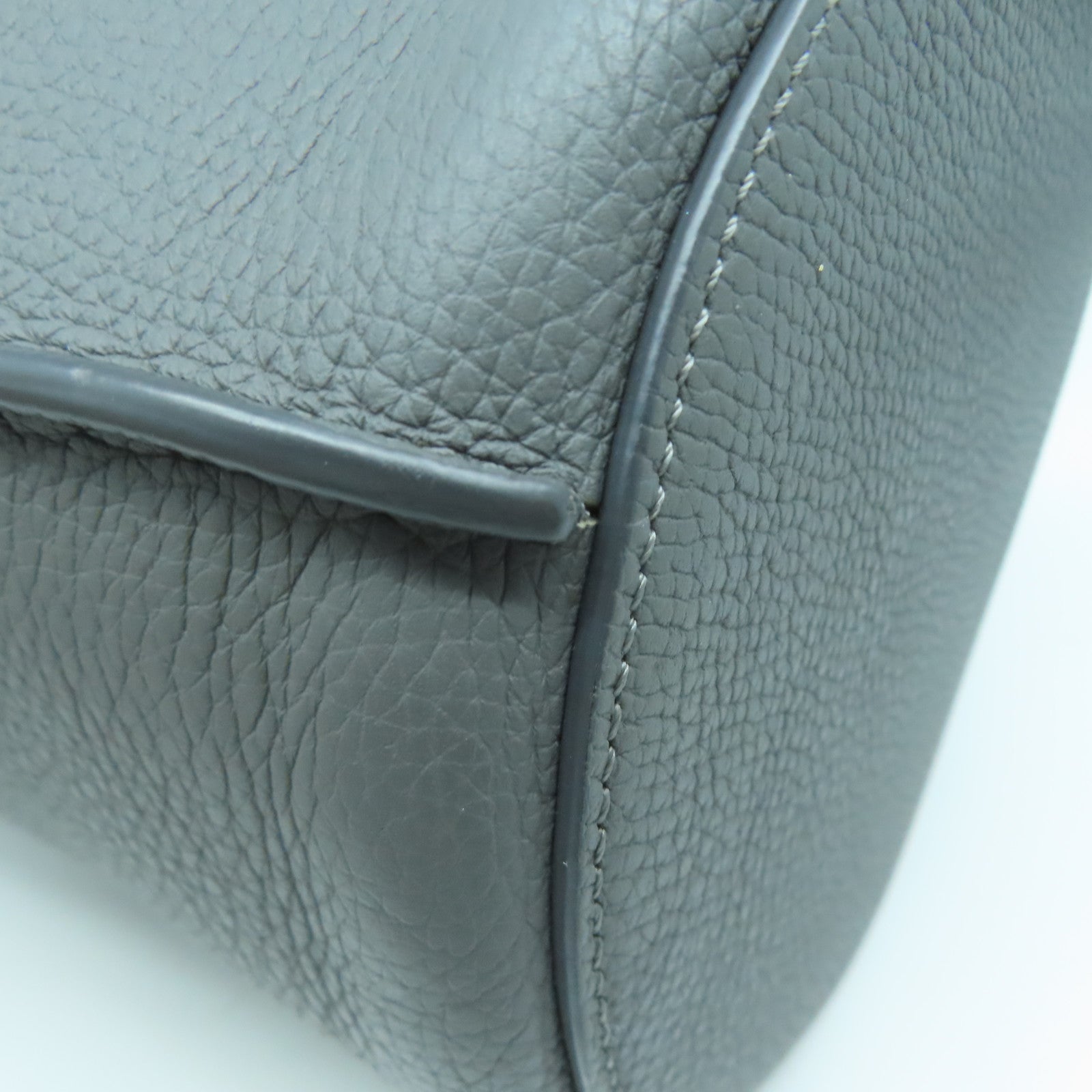 CELINE 牛皮皮革Nano Bucket銀扣手挽肩背兩用袋灰色