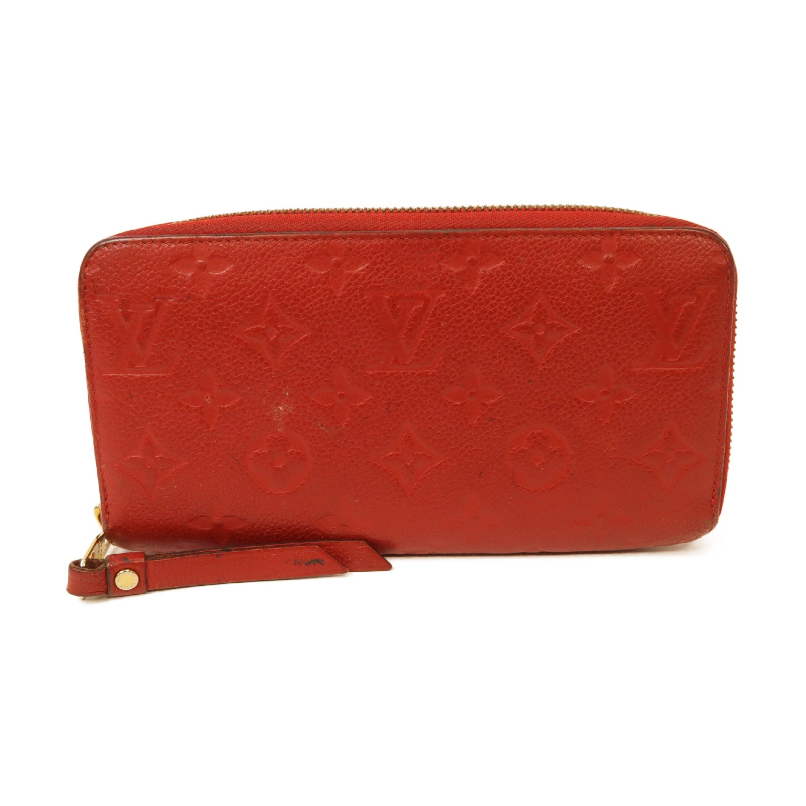LOUIS VUITTON Monogram Empreinte Zipped Wallet金扣長錢包紅色