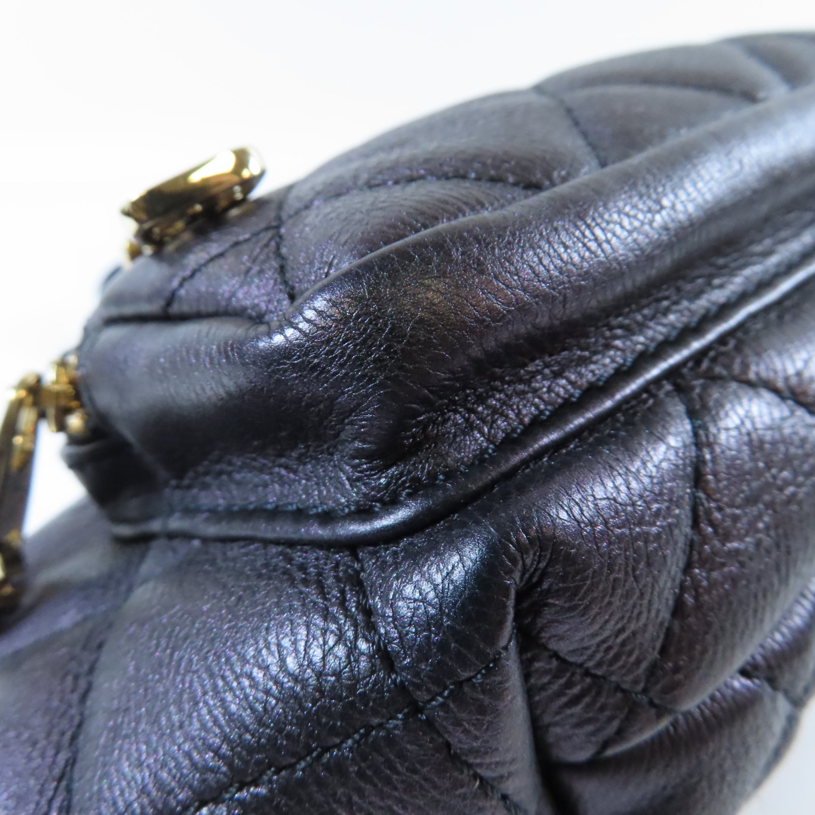 CHANEL 菱格牛皮皮革Belt Bag金扣腰包幻彩紫色