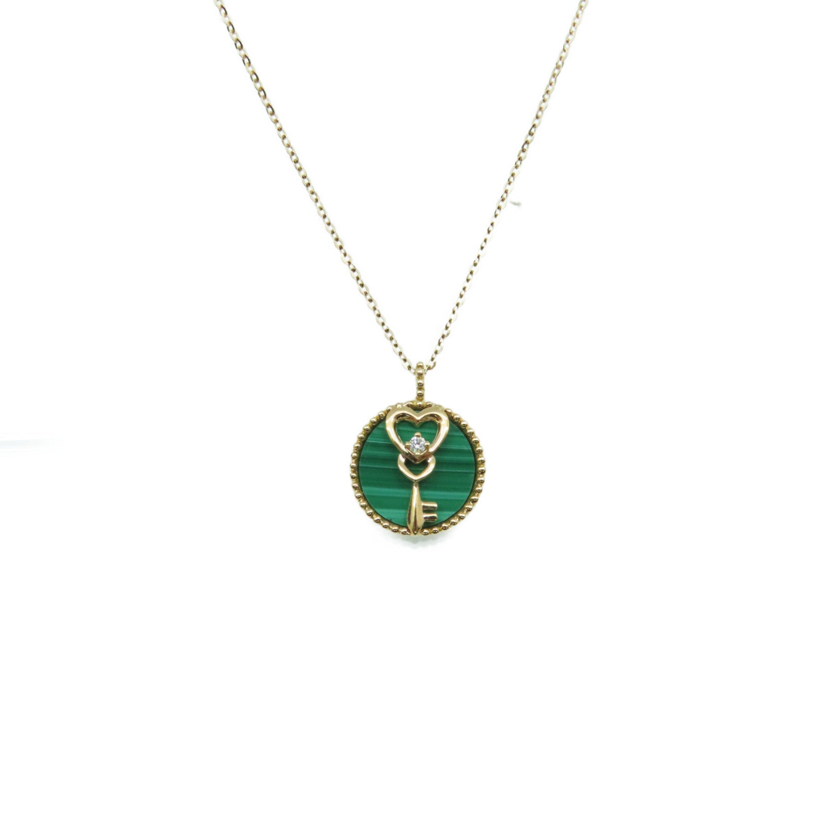 JEWELRY 【激減優惠】18K玫瑰金/1.61ct孔雀石/0.01ct鑽石Malachite Necklace項鏈