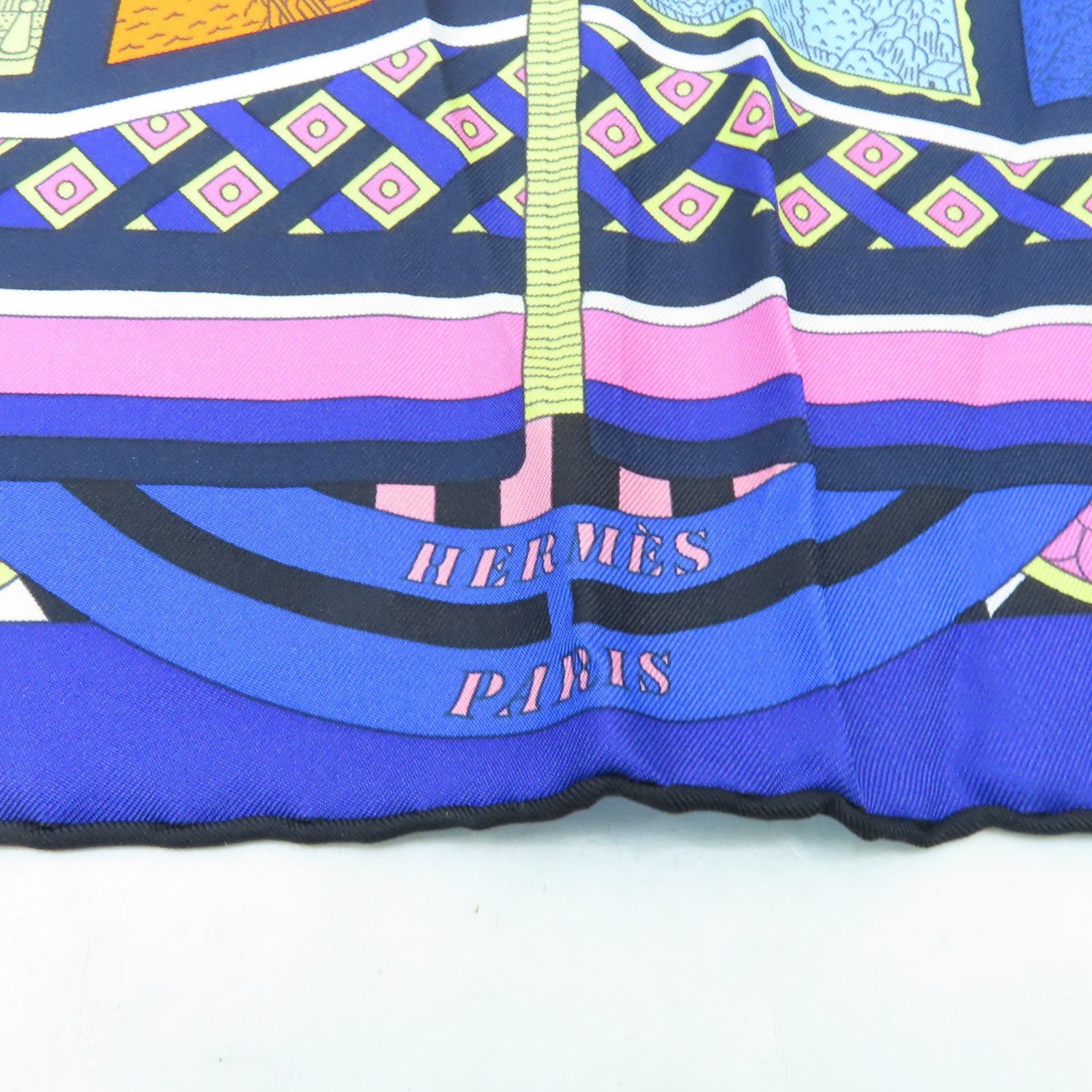 HERMES 絲質Scarf絲巾藍色/彩色