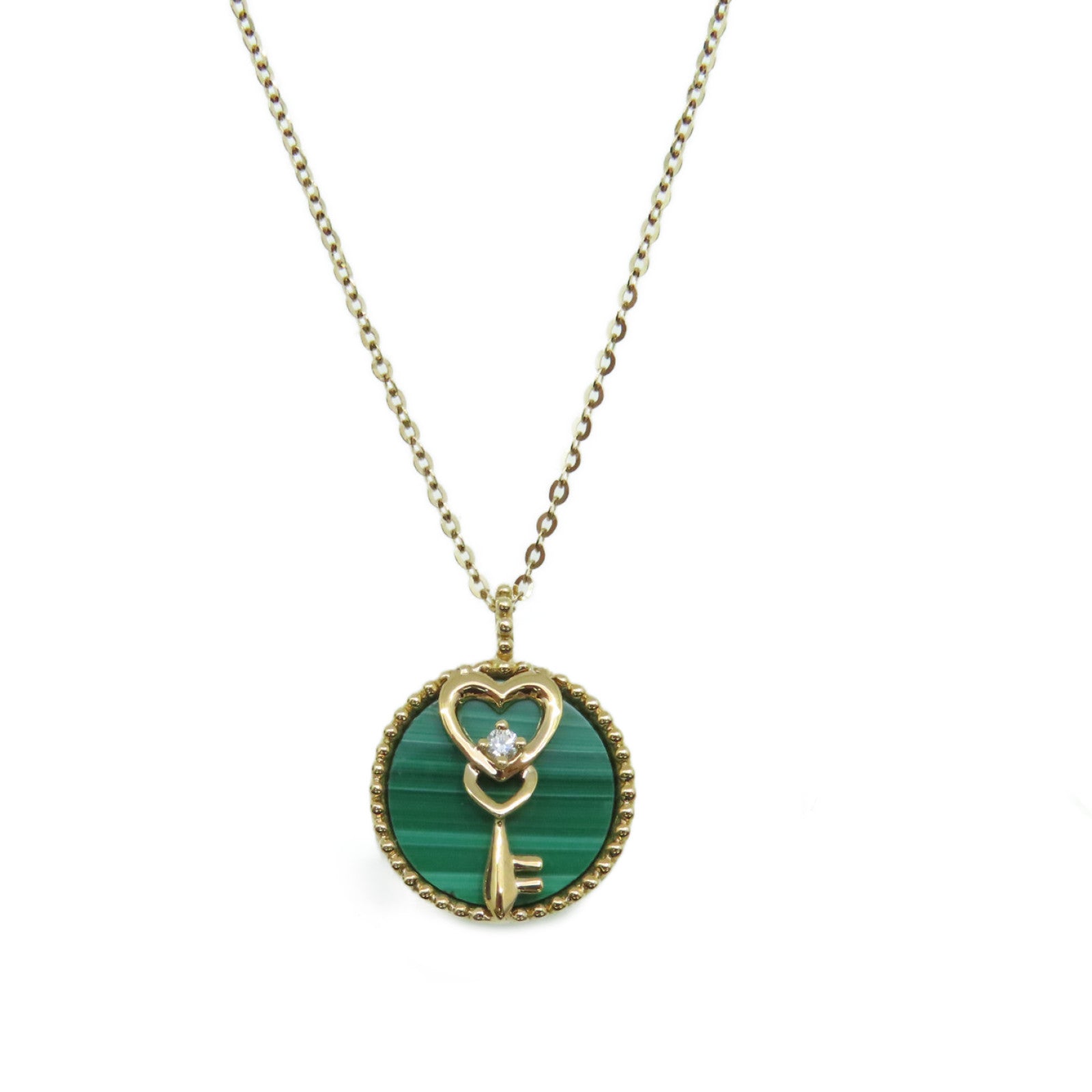 JEWELRY 【激減優惠】18K玫瑰金/1.61ct孔雀石/0.01ct鑽石Malachite Necklace項鏈