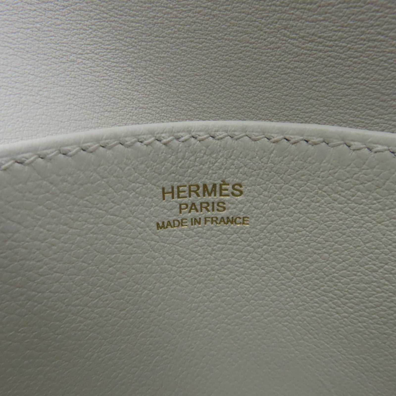 HERMES Evercolor皮革Halzan 25 2Way Shoulder Bag金扣手挽肩背兩用袋Nata奶油白色