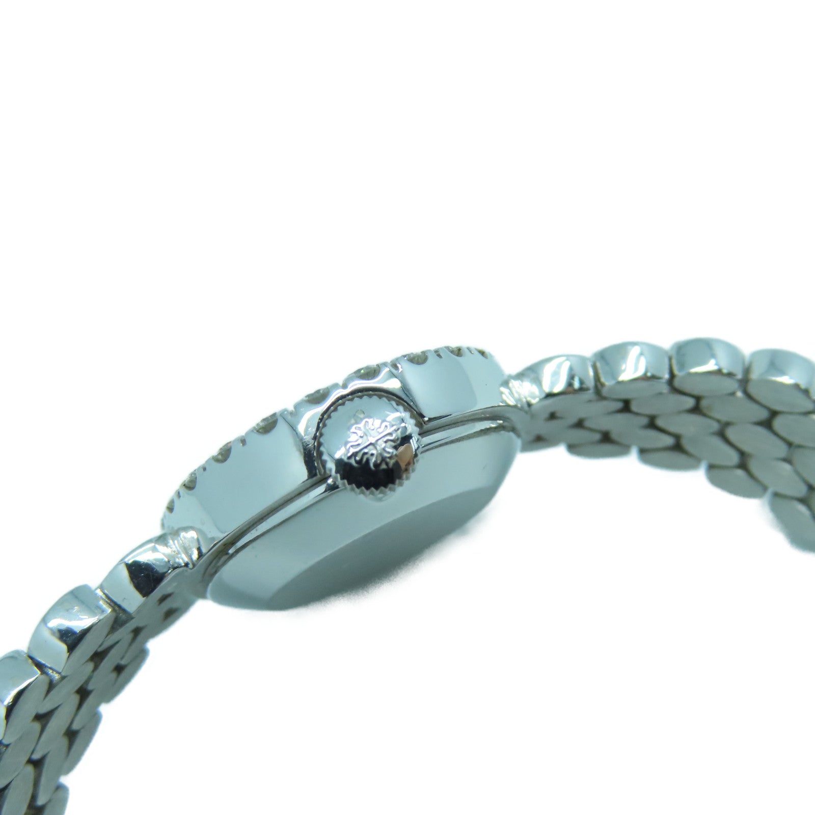 PATEK PHILIPPE Lady's Fine 18K白金鑽石手錶手動機芯銀色