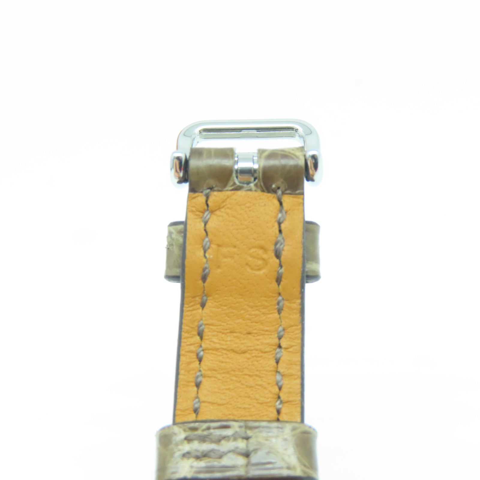 HERMES Heure H Watch不鏽鋼/皮革帶手錶石英機芯啡色