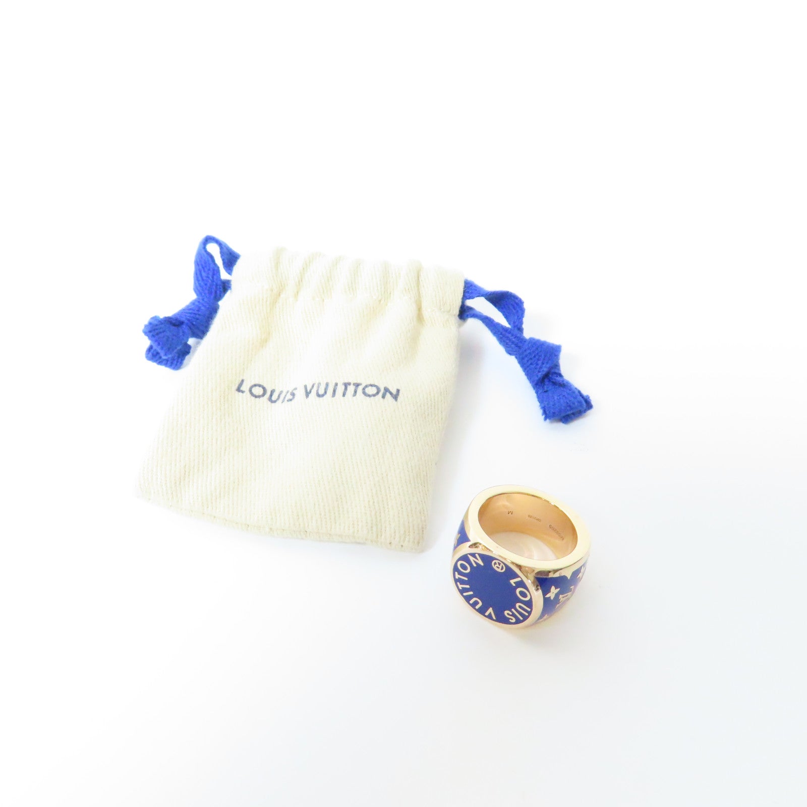 LOUIS VUITTON 金屬Colors Signet Ring戒指藍色/金色US#9