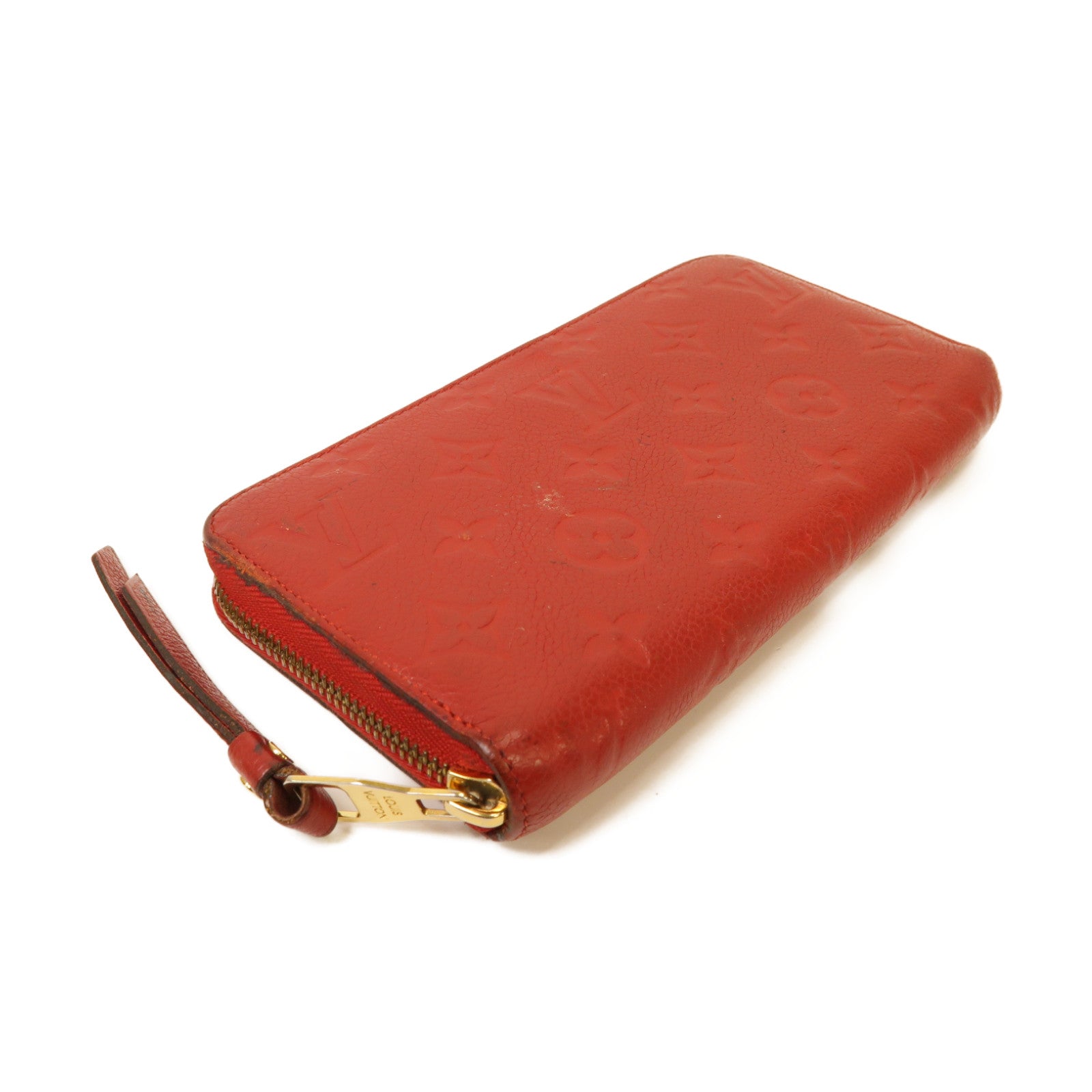 LOUIS VUITTON Monogram Empreinte Zipped Wallet金扣長錢包紅色