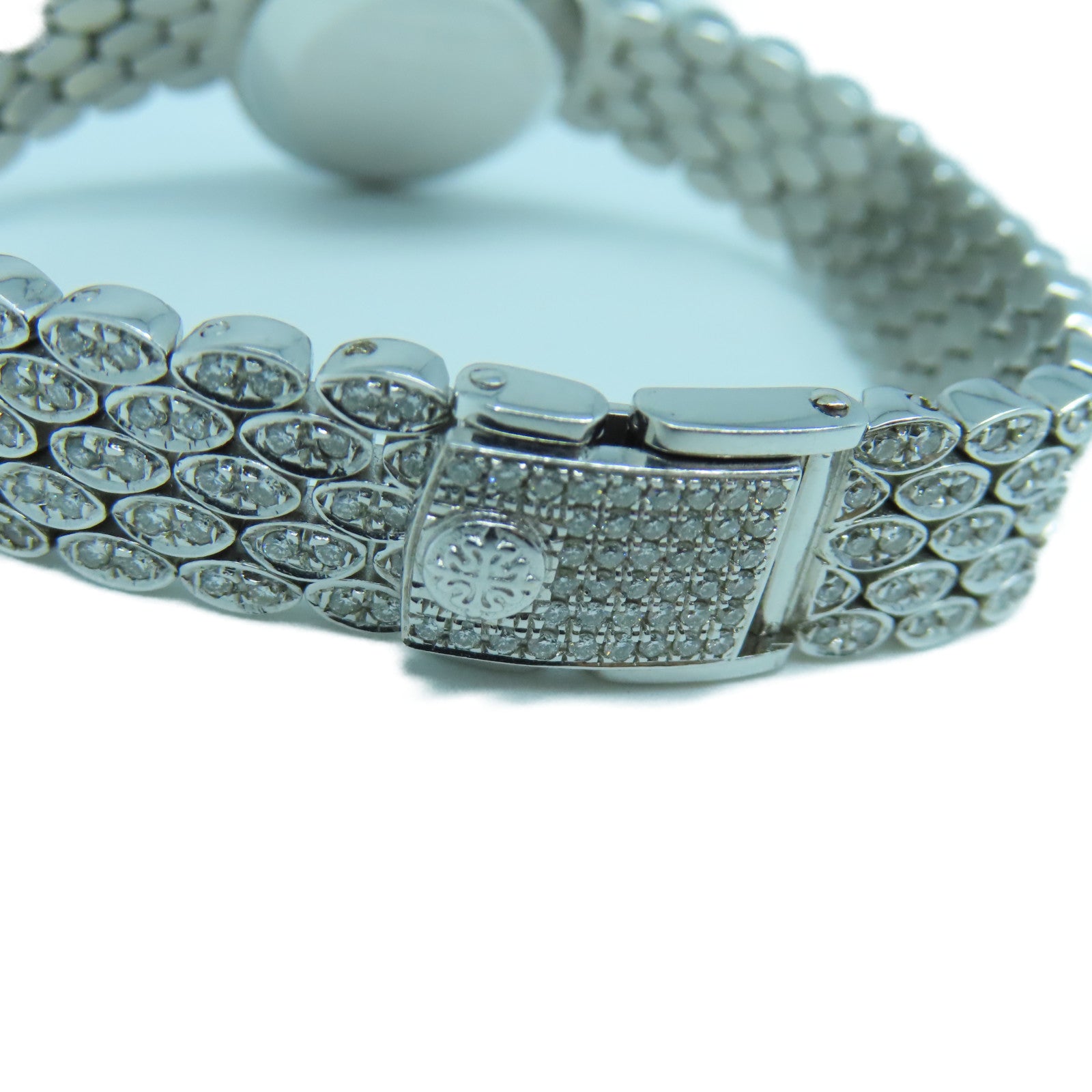 PATEK PHILIPPE Lady's Fine 18K白金鑽石手錶手動機芯銀色