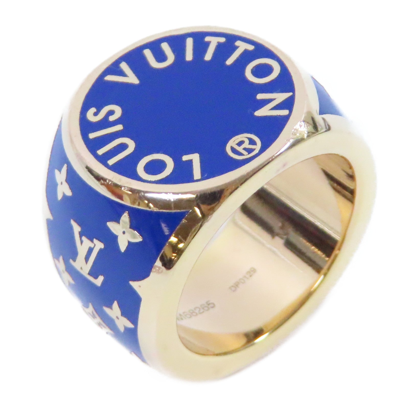LOUIS VUITTON 金屬Colors Signet Ring戒指藍色/金色US#9