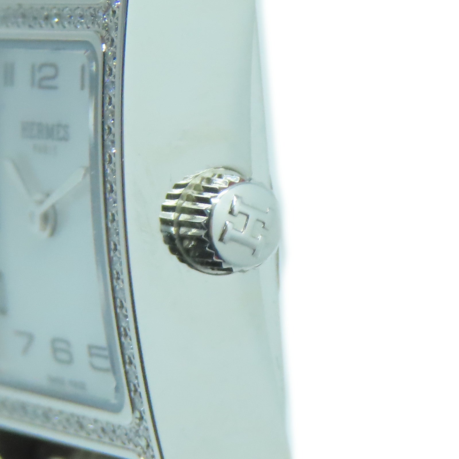 HERMES Heure H Watch不鏽鋼/皮革帶手錶石英機芯啡色