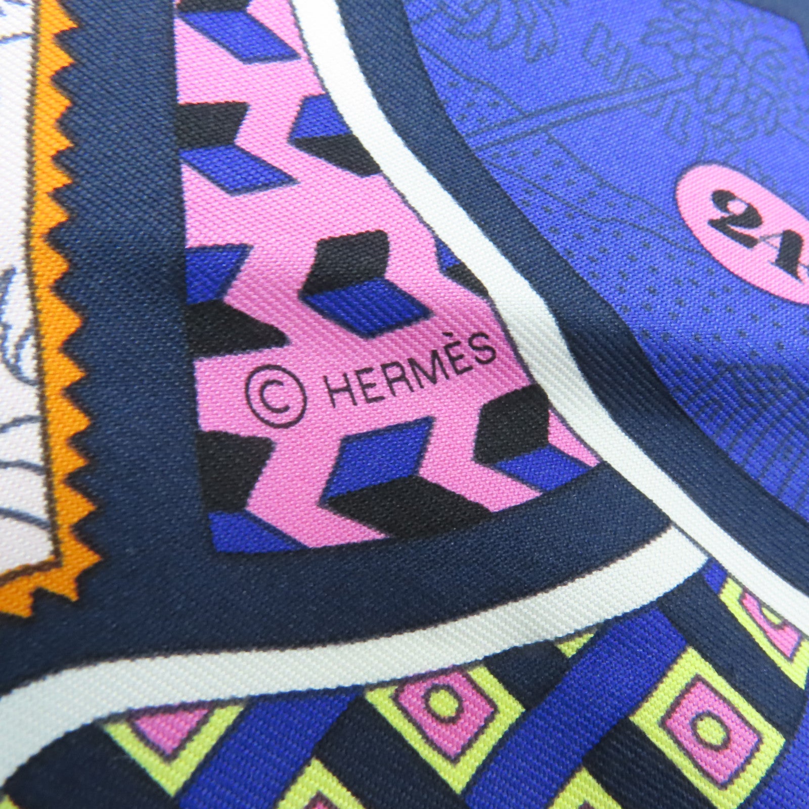 HERMES 絲質Scarf絲巾藍色/彩色