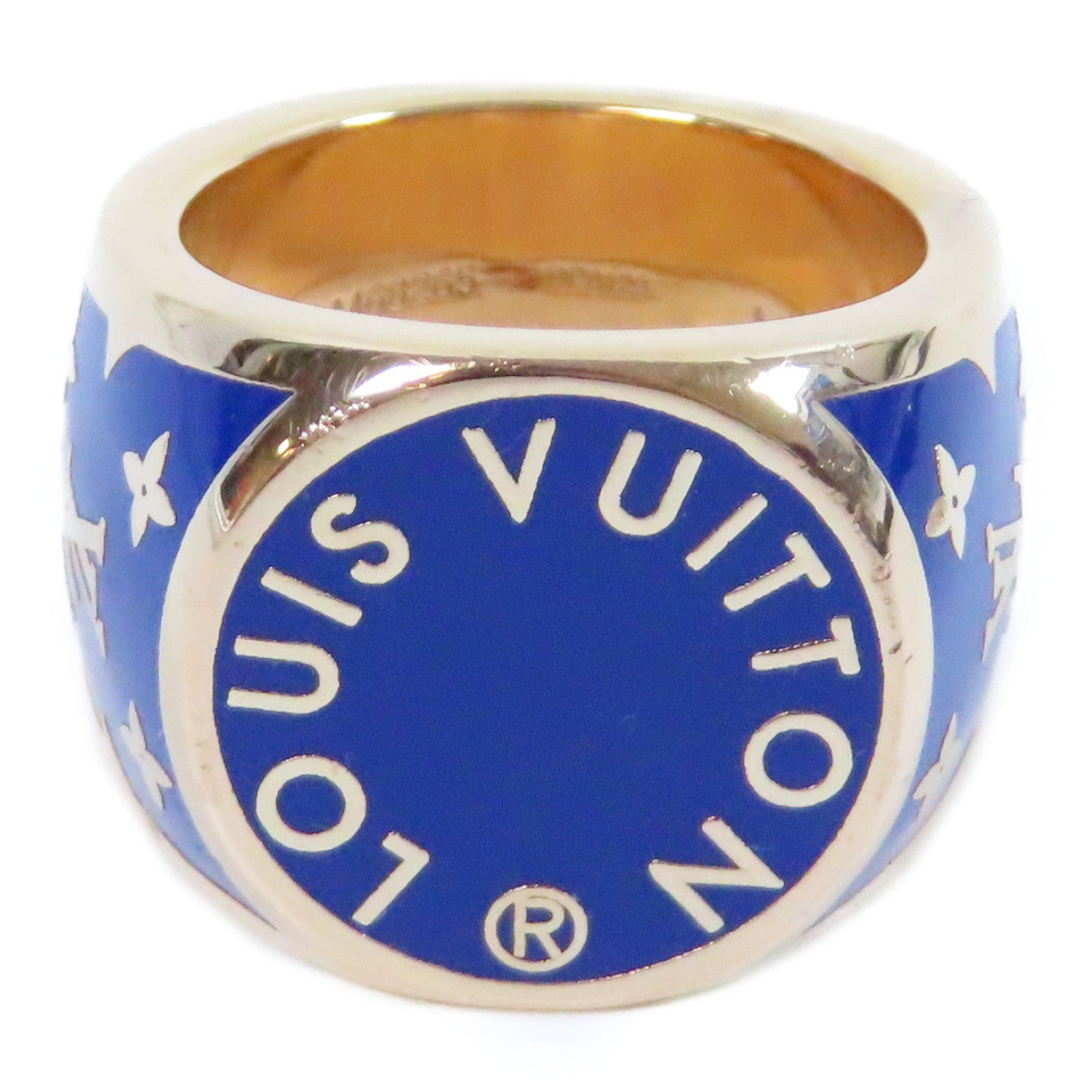 LOUIS VUITTON 金屬Colors Signet Ring戒指藍色/金色US#9