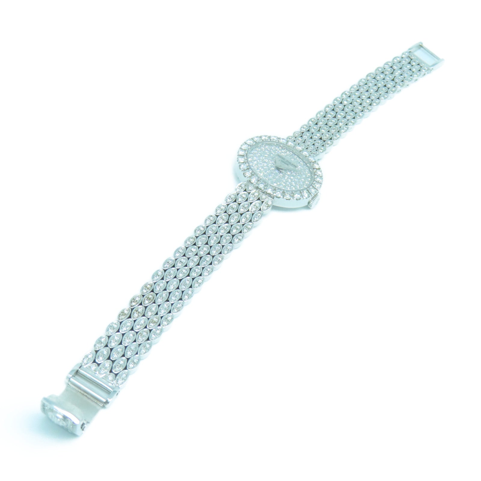 PATEK PHILIPPE Lady's Fine 18K白金鑽石手錶手動機芯銀色