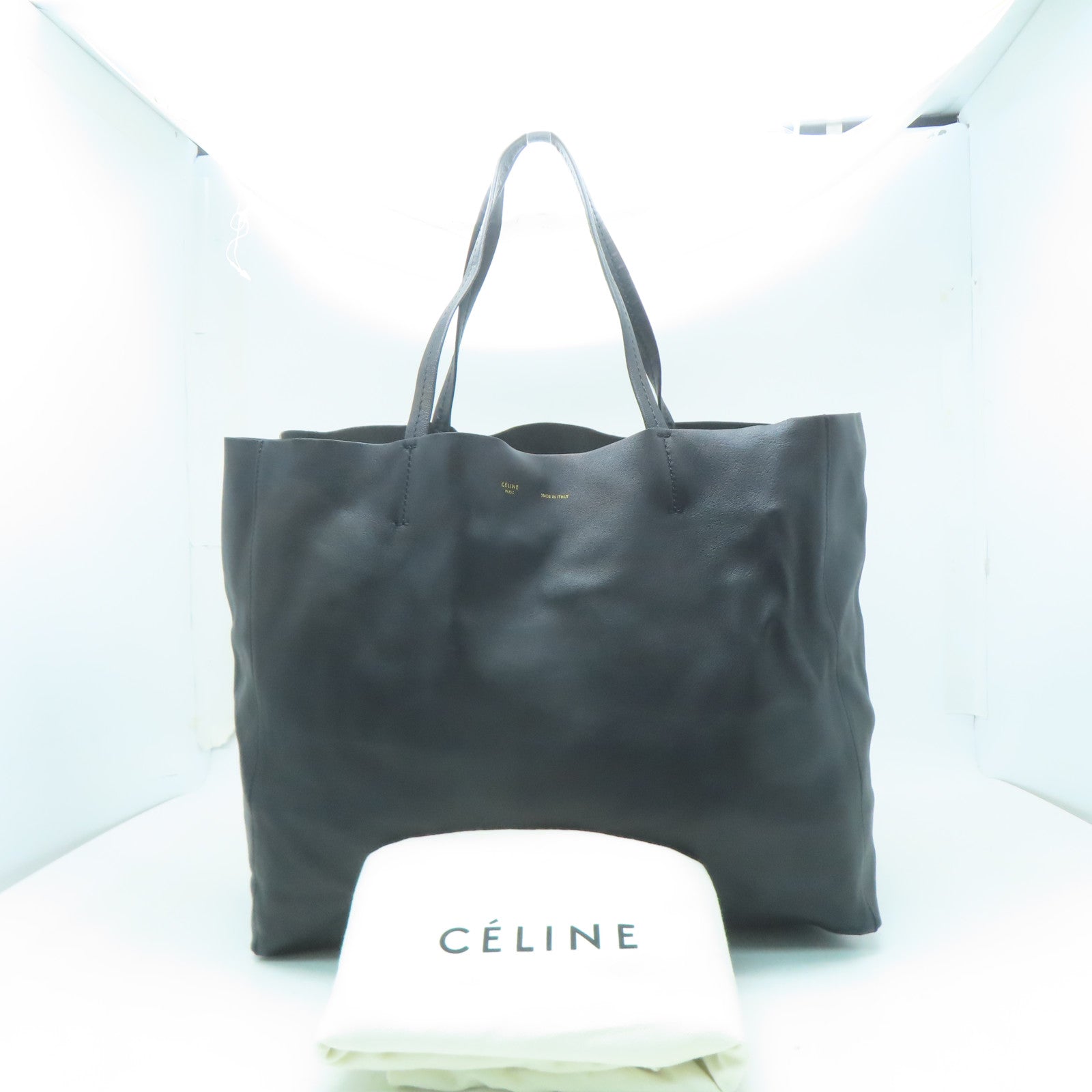CELINE 皮革Tote Bag金扣手挽袋黑色