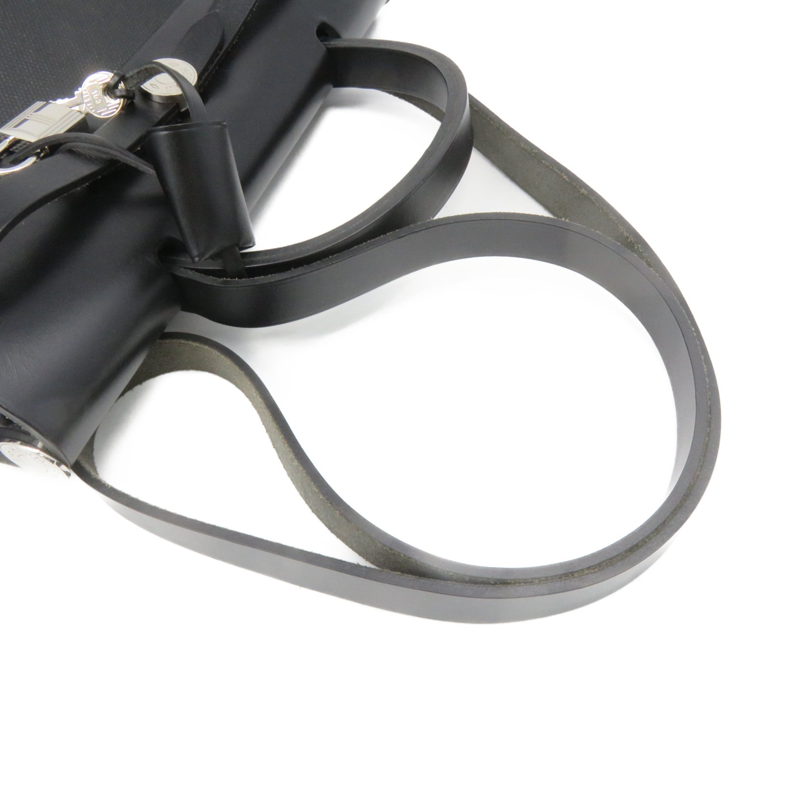 HERMES 帆布Herbag PM 2Way Shoulder Bag銀扣手挽肩背兩用袋黑色