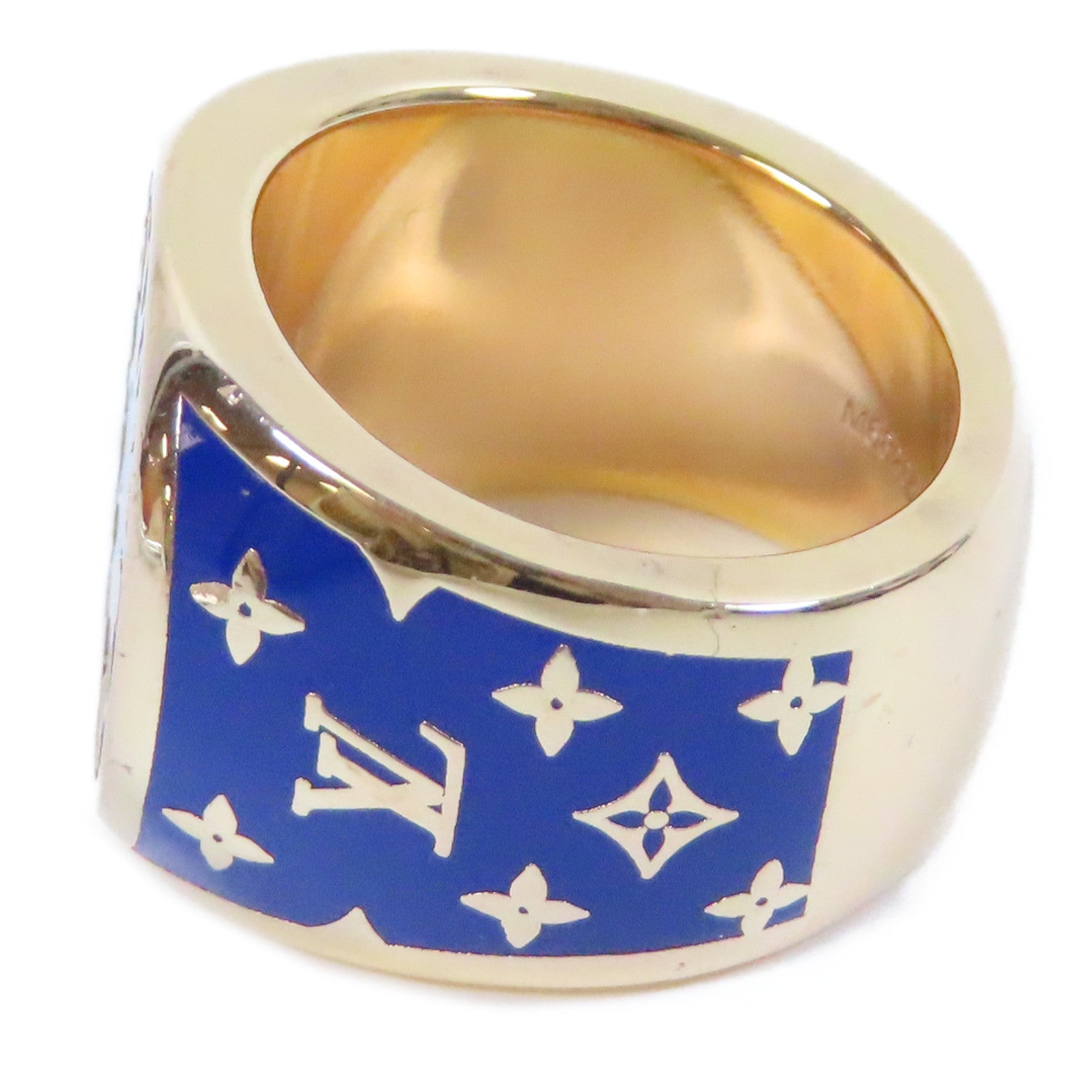 LOUIS VUITTON 金屬Colors Signet Ring戒指藍色/金色US#9