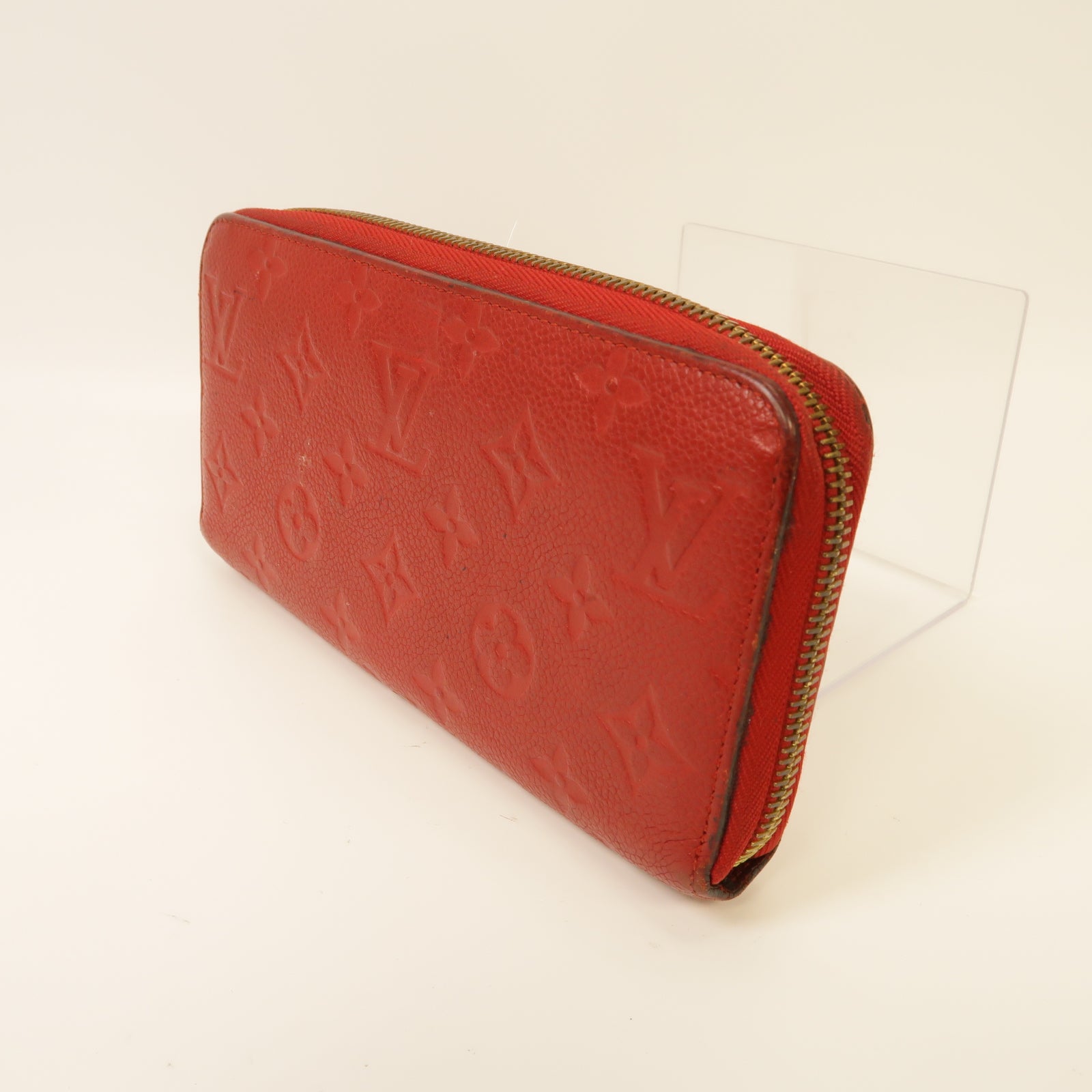 LOUIS VUITTON Monogram Empreinte Zipped Wallet金扣長錢包紅色