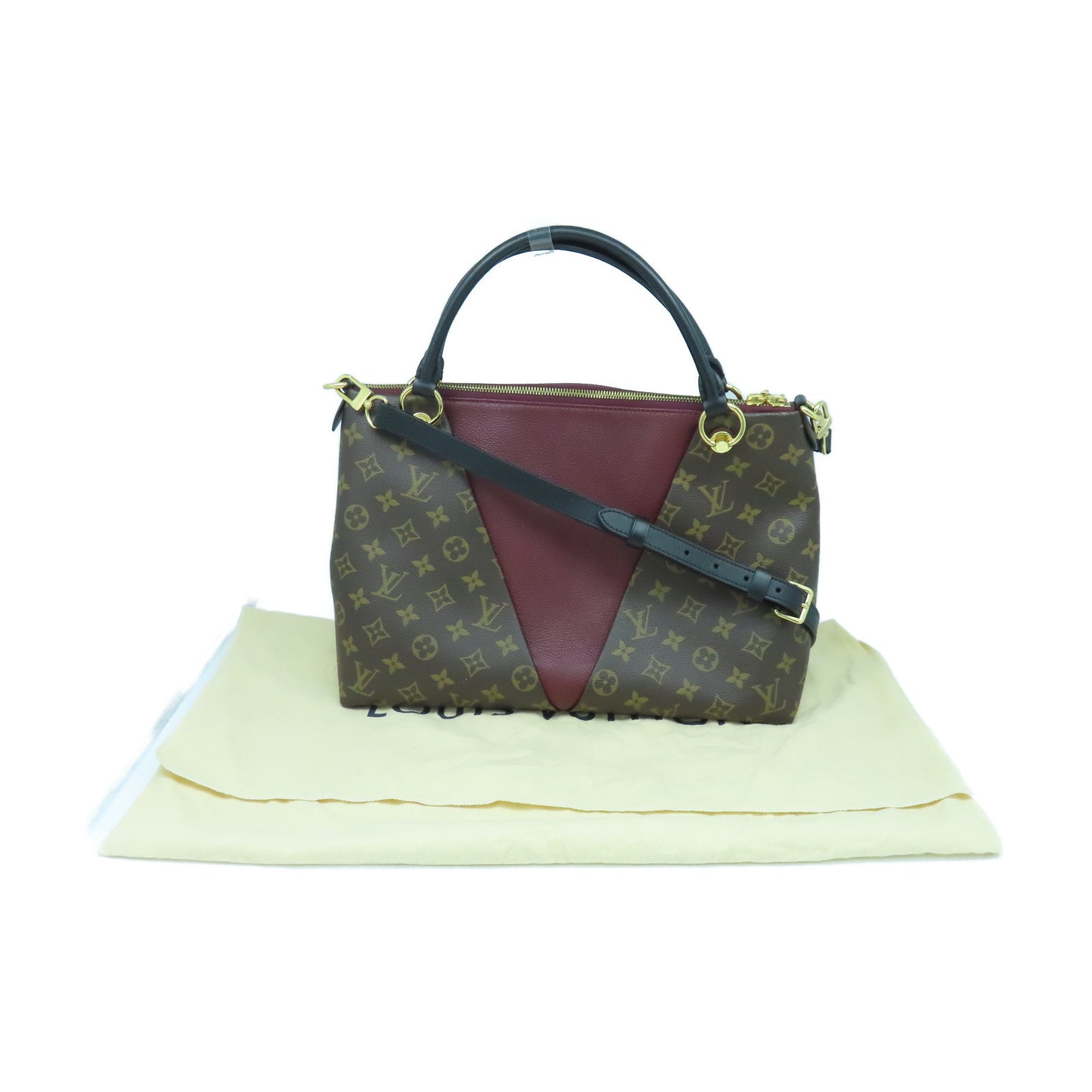 LOUIS VUITTON 【激減優惠】Monogram V Tote MM金扣肩背袋棕色