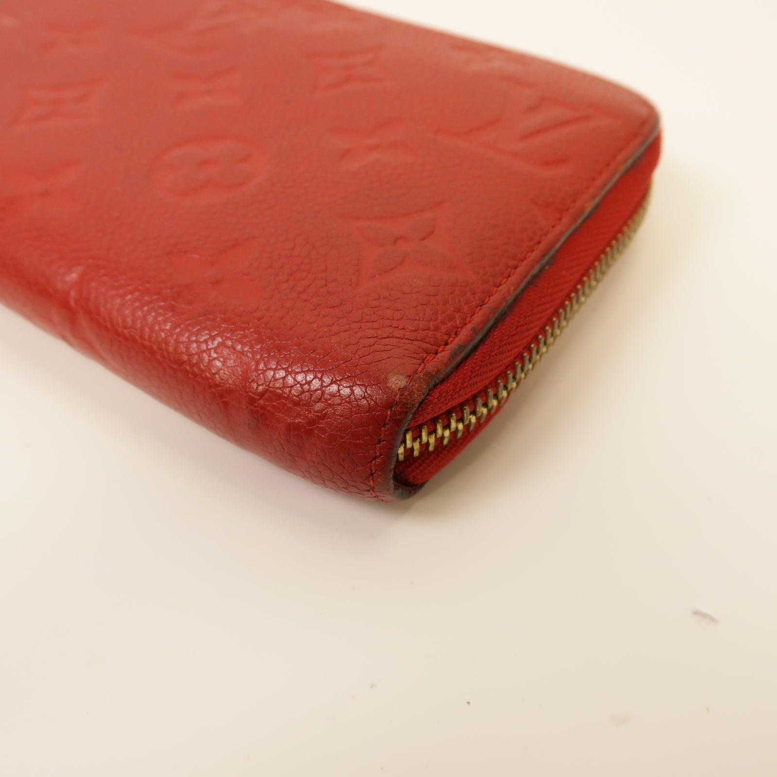 LOUIS VUITTON Monogram Empreinte Zipped Wallet金扣長錢包紅色