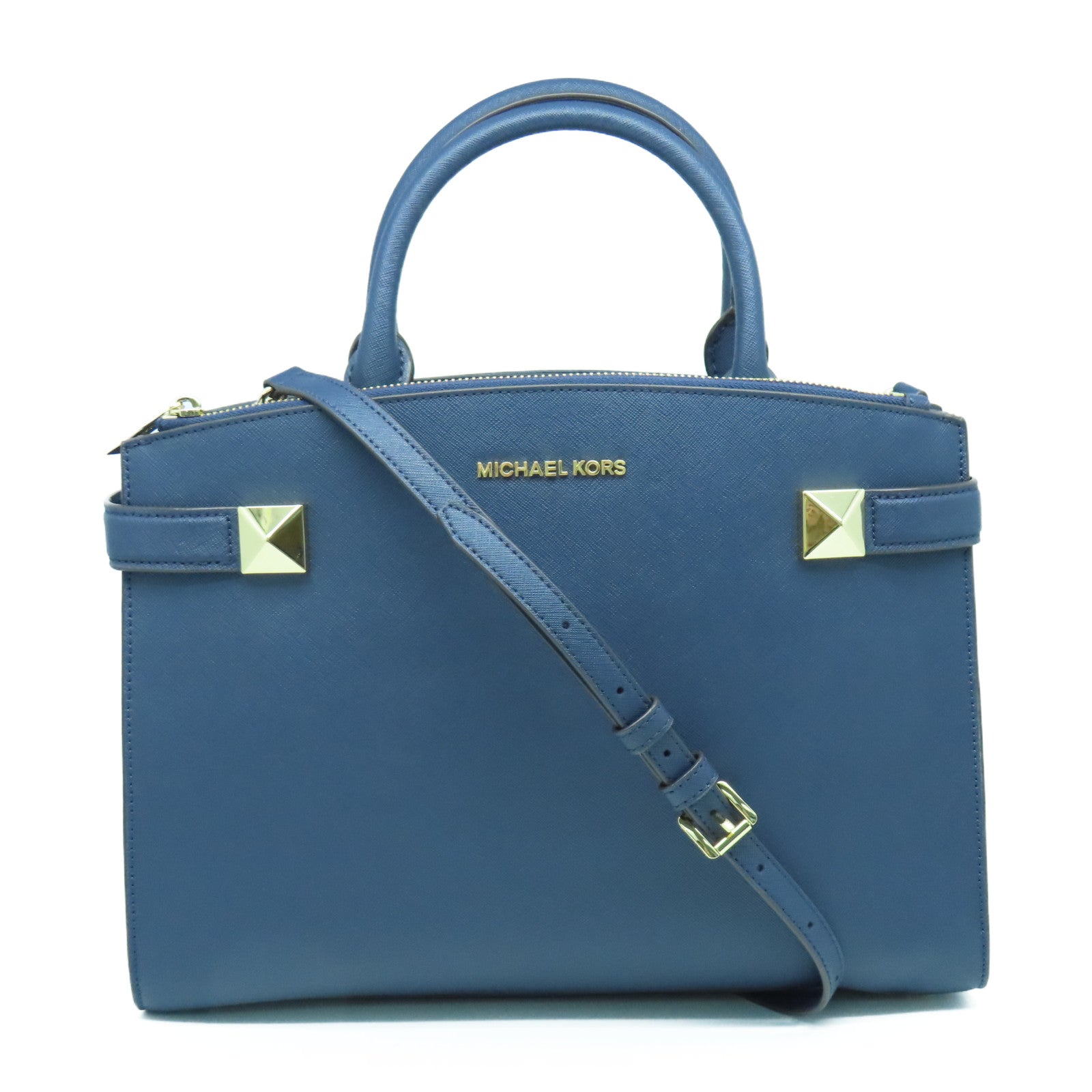 Michael Kors 牛皮皮革2way Shoulder Bag金扣手挽肩背两用袋深蓝色