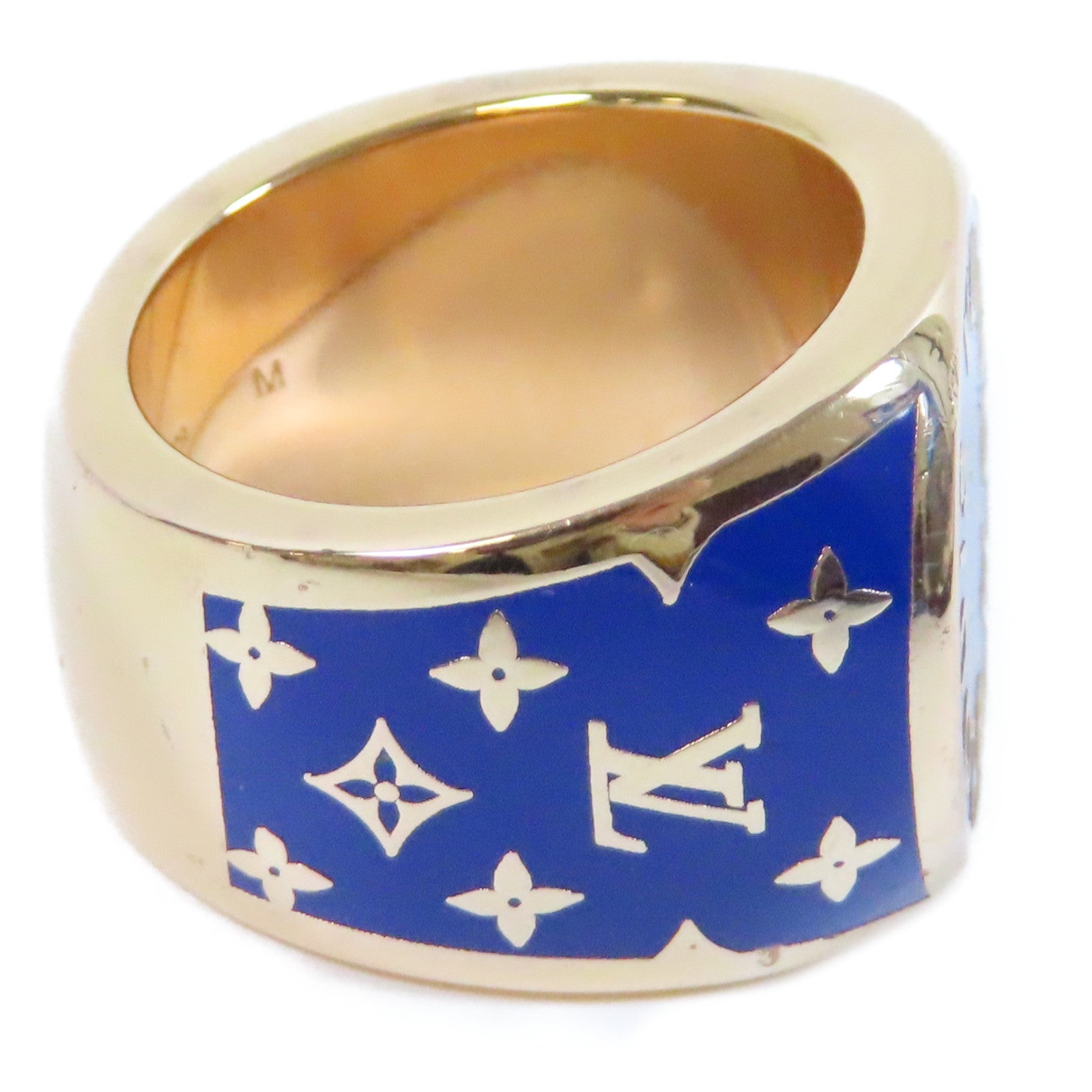 LOUIS VUITTON 金屬Colors Signet Ring戒指藍色/金色US#9