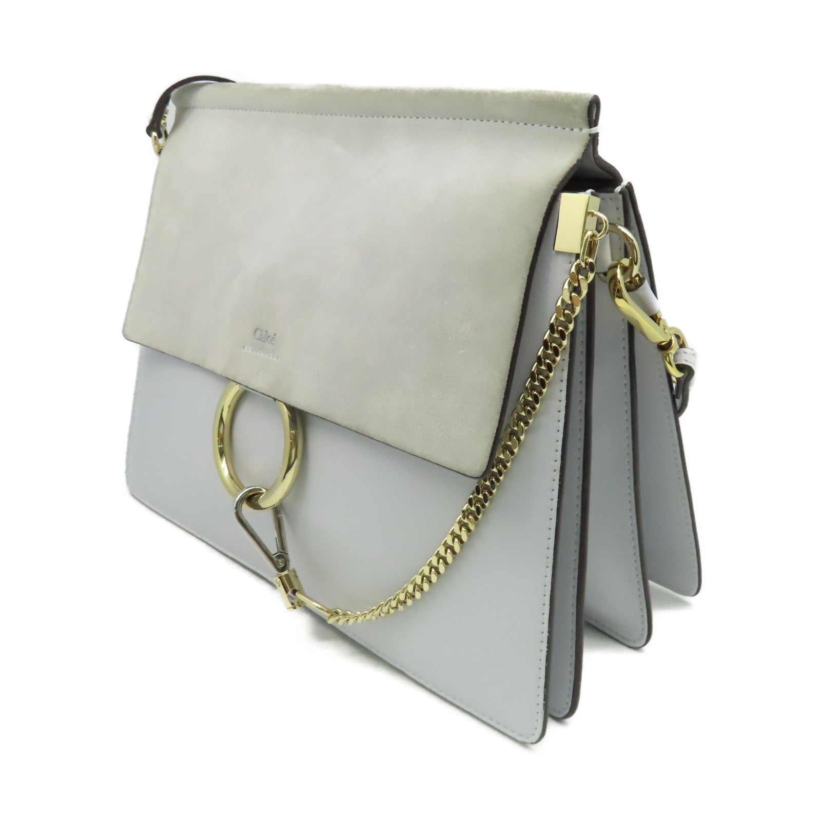 Chloe 【激減優惠】牛皮皮革/麂皮皮革Faye Shoulder Bag肩背袋灰色
