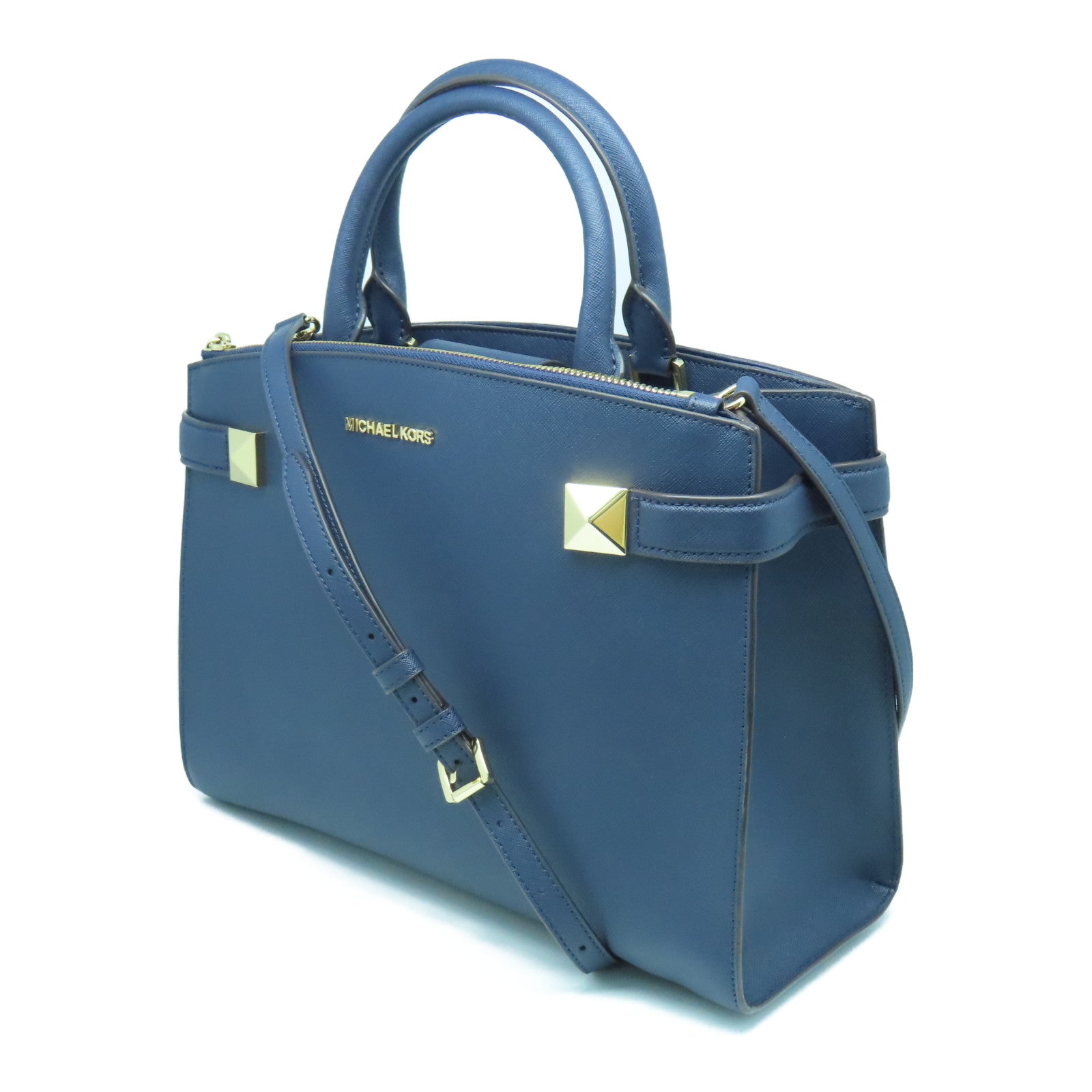Michael Kors 牛皮皮革2way Shoulder Bag金扣手挽肩背两用袋深蓝色