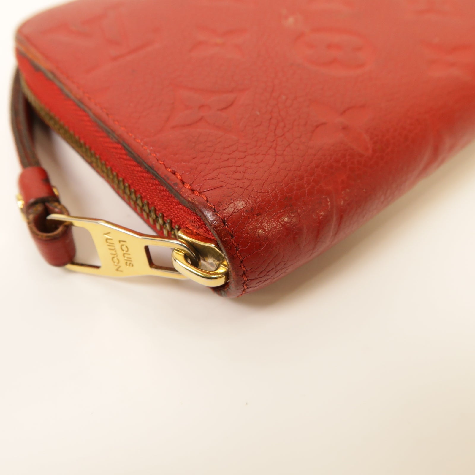 LOUIS VUITTON Monogram Empreinte Zipped Wallet金扣長錢包紅色