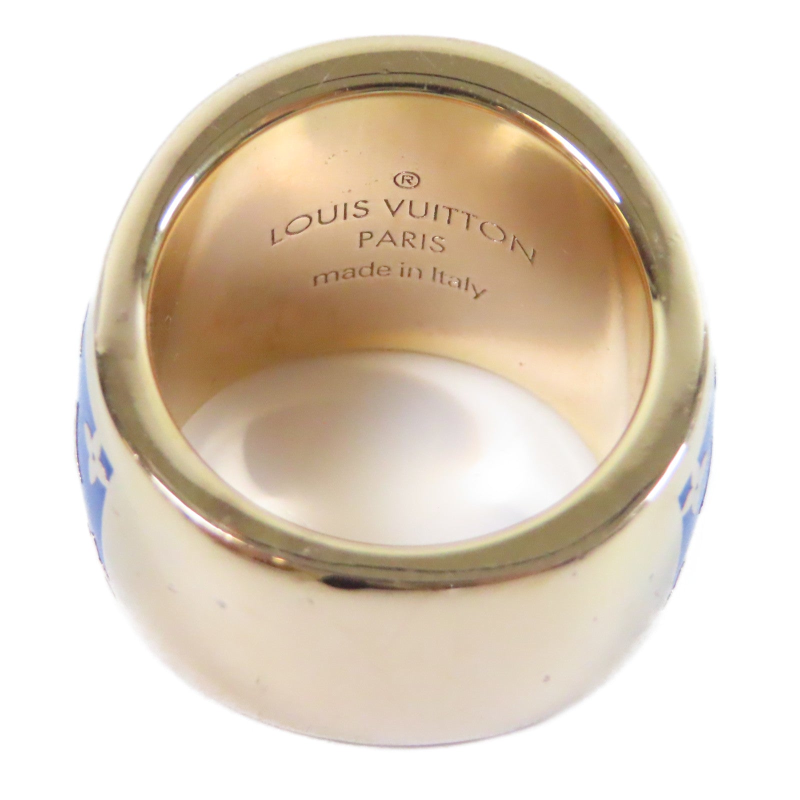 LOUIS VUITTON 金屬Colors Signet Ring戒指藍色/金色US#9