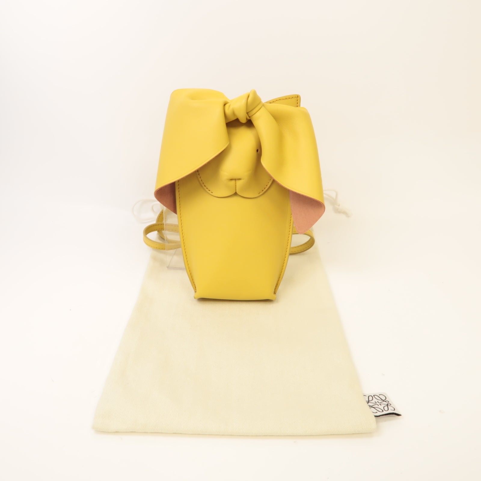 LOEWE 羊皮皮革Crossbody Bag Bunny Mini肩背袋芥末色/粉紅色