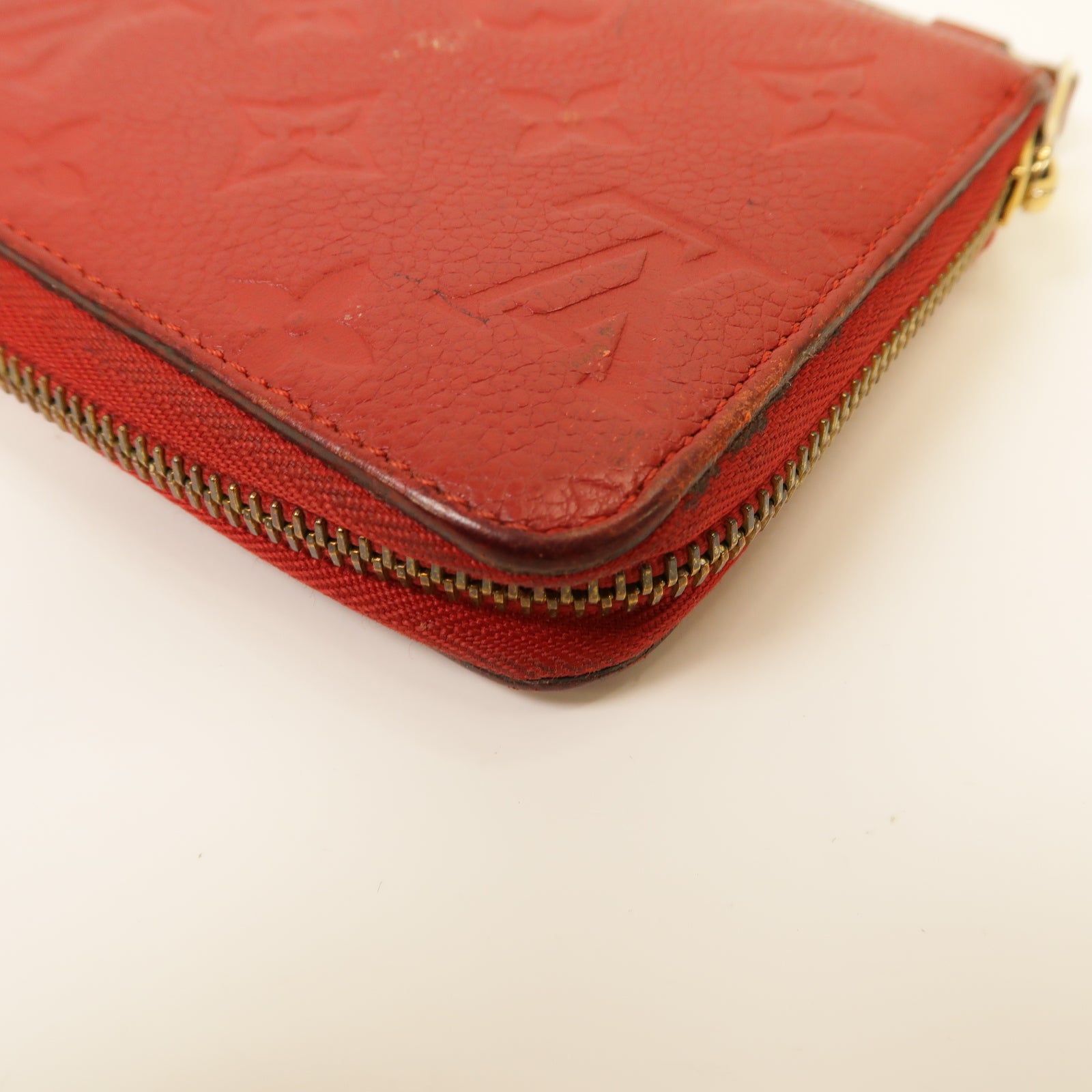 LOUIS VUITTON Monogram Empreinte Zipped Wallet金扣長錢包紅色