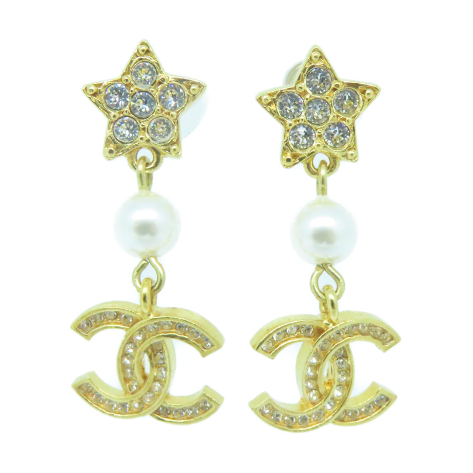 CHANEL 仿珍珠/金属Earrings耳环金色/白色