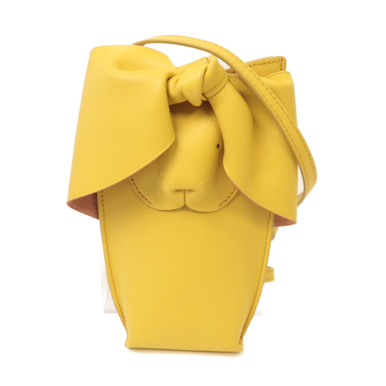 LOEWE 羊皮皮革Crossbody Bag Bunny Mini肩背袋芥末色/粉紅色