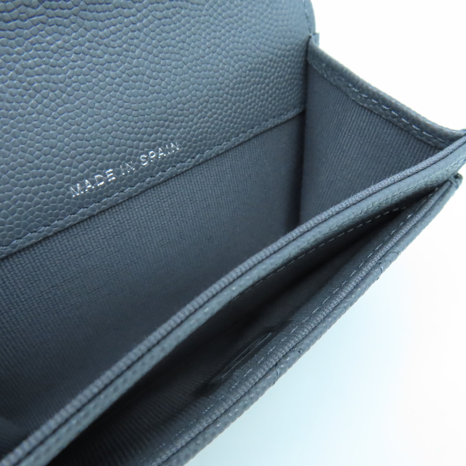 CHANEL 菱格牛皮皮革Card Case銀扣卡片套灰色