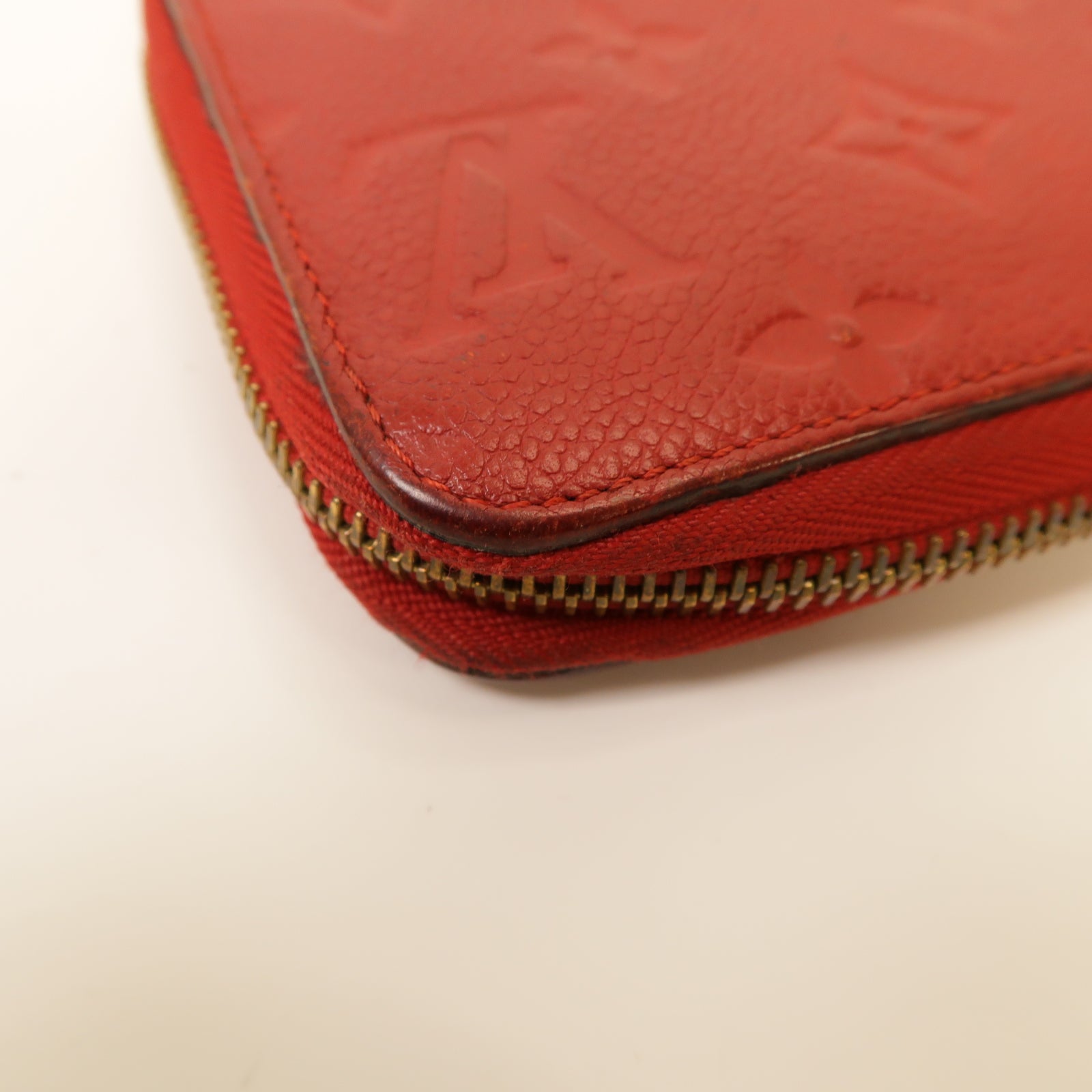 LOUIS VUITTON Monogram Empreinte Zipped Wallet金扣長錢包紅色