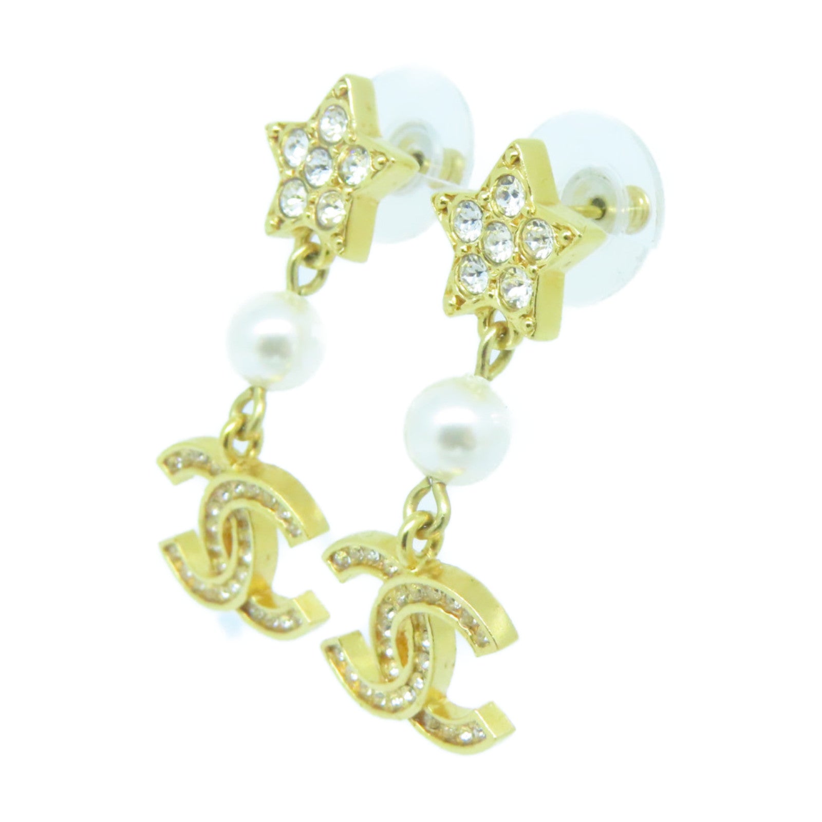 CHANEL 仿珍珠/金属Earrings耳环金色/白色