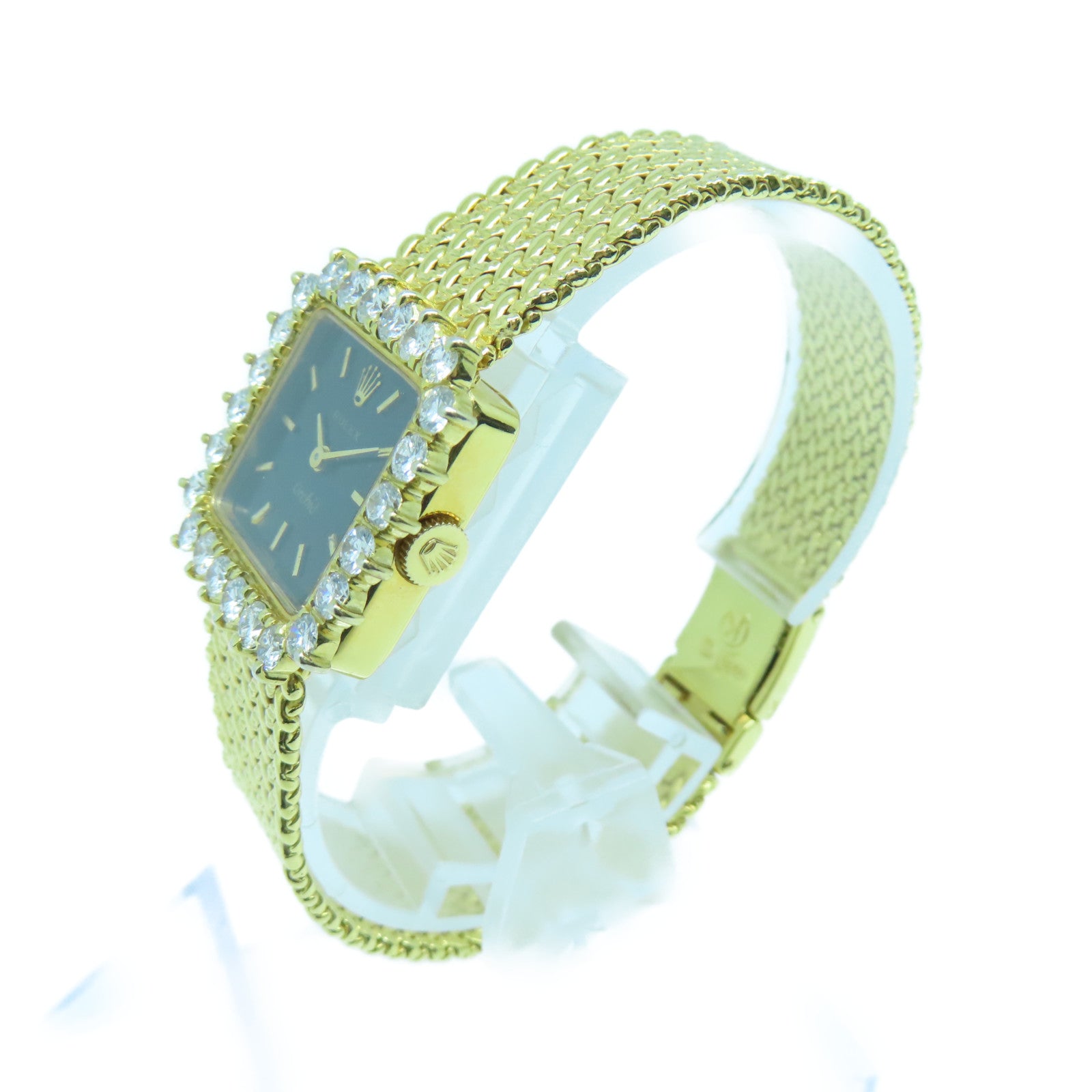 ROLEX Orchid 18K黃金鑽石手錶手動機芯黑色