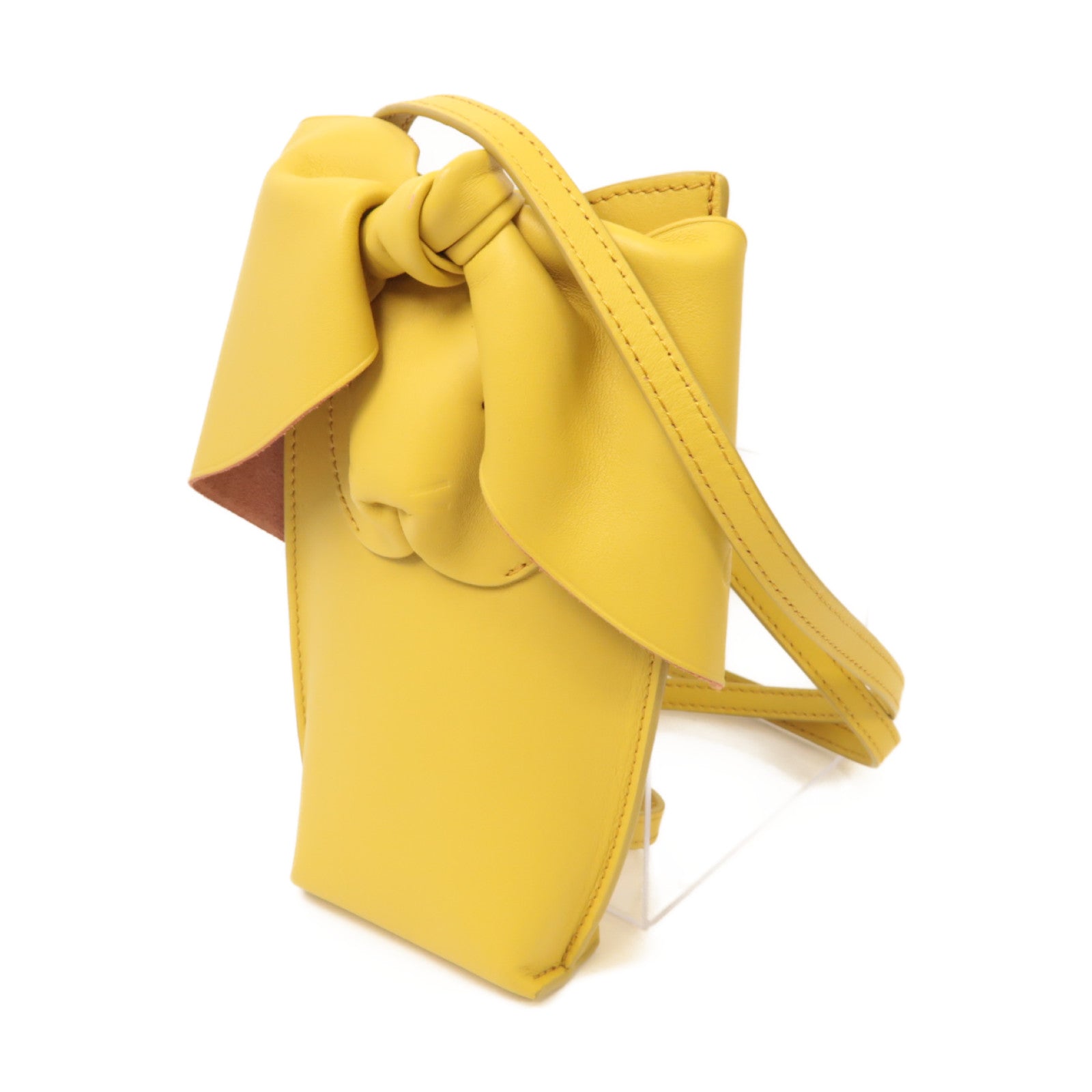 LOEWE 羊皮皮革Crossbody Bag Bunny Mini肩背袋芥末色/粉紅色