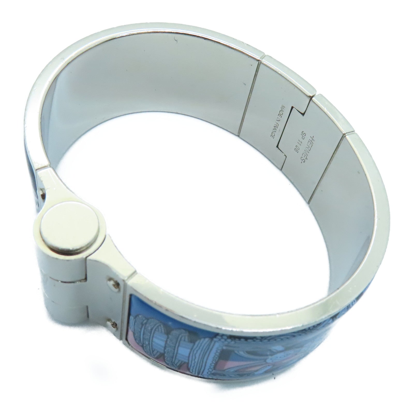 HERMES 金属Charniere Bangle手镯银色多色