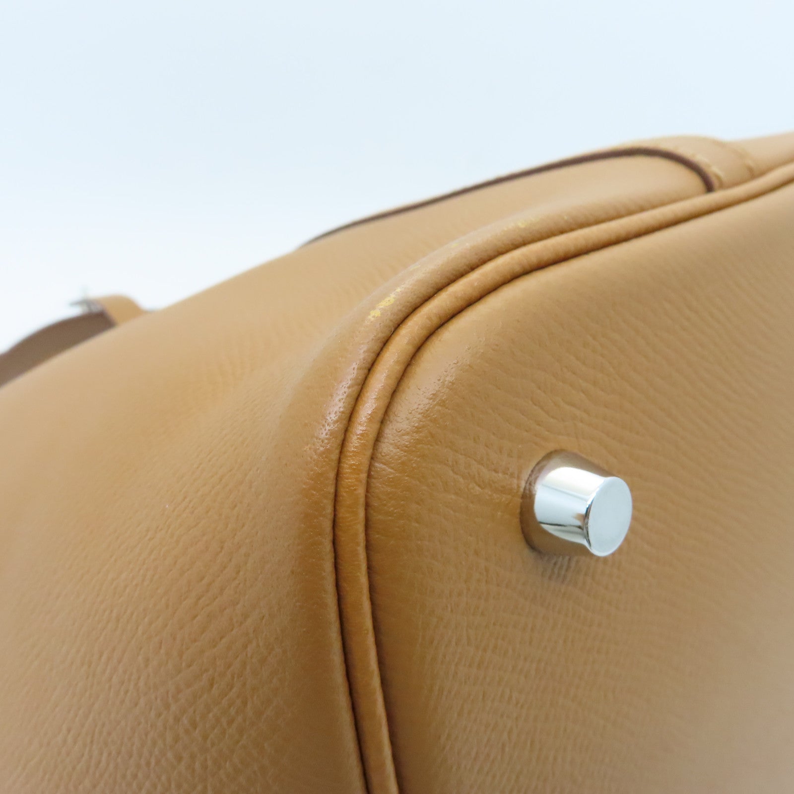 HERMES Epsom Leather Picotin Lock MM Silver Buckle Hand Bag Gold Brown