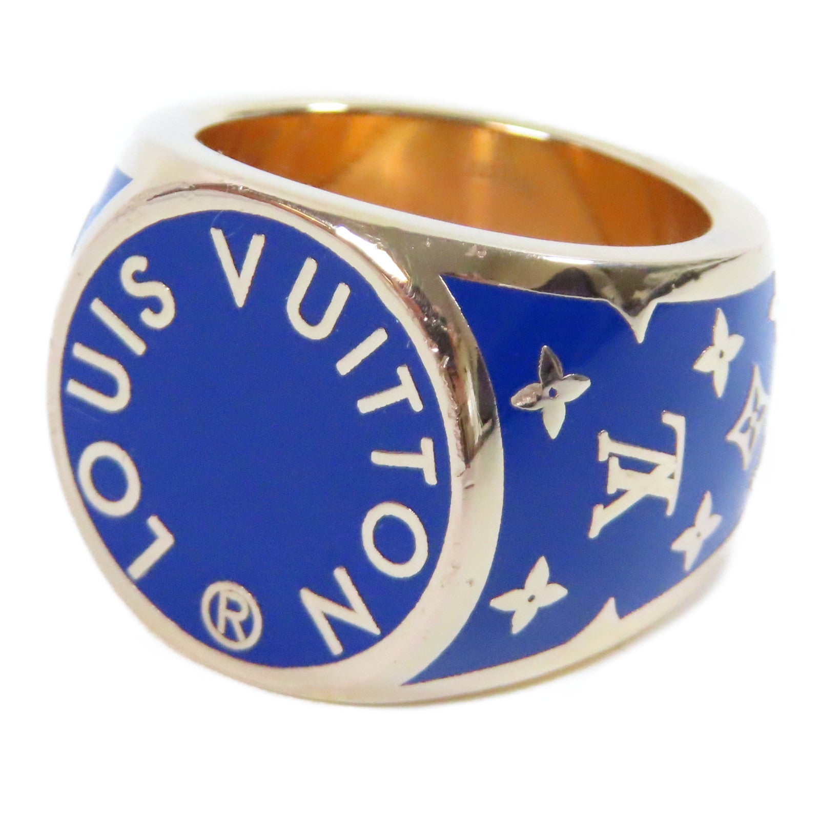 LOUIS VUITTON 金屬Colors Signet Ring戒指藍色/金色US#9